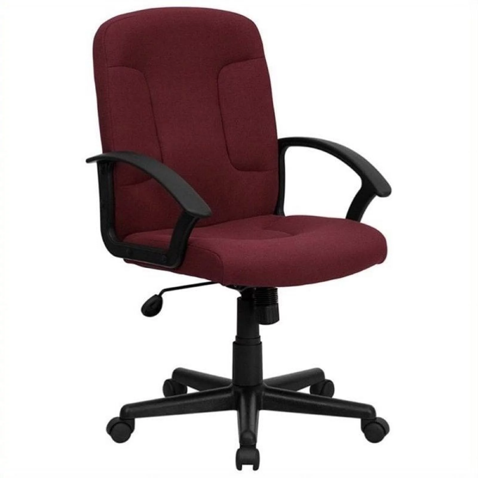 Scranton & Co Contemporary Fabric Mid-Back Office Chair with Arm in Burgundy Red