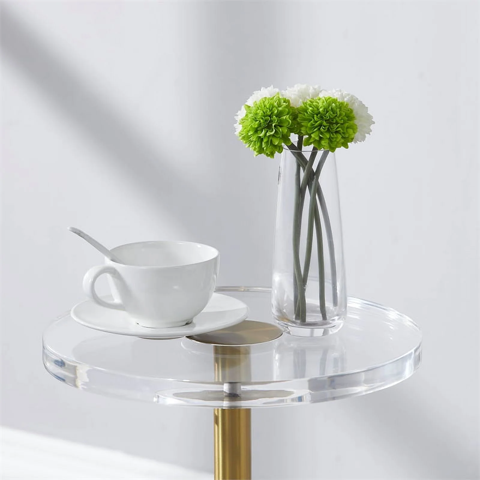Pemberly Row Clear Plastic/Acrylic Martini End Table with Gold Accents