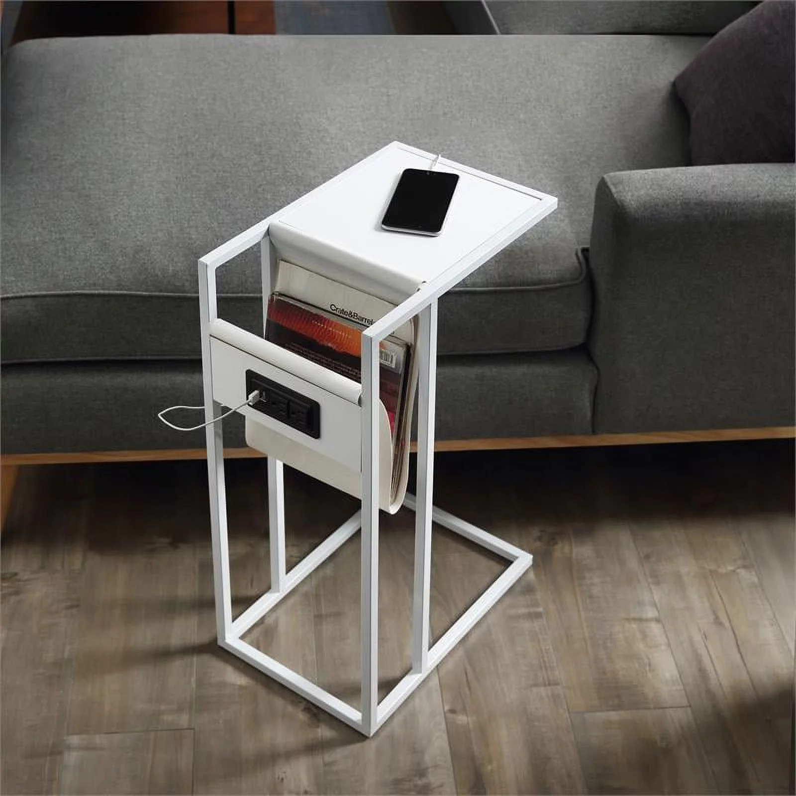 Loft Lyfe LET158-09WE-UE Posh Living Axl C Table, End Table, Side Table & Laptop Stand, White - 10.25 x 15.75 x 25.5 in.