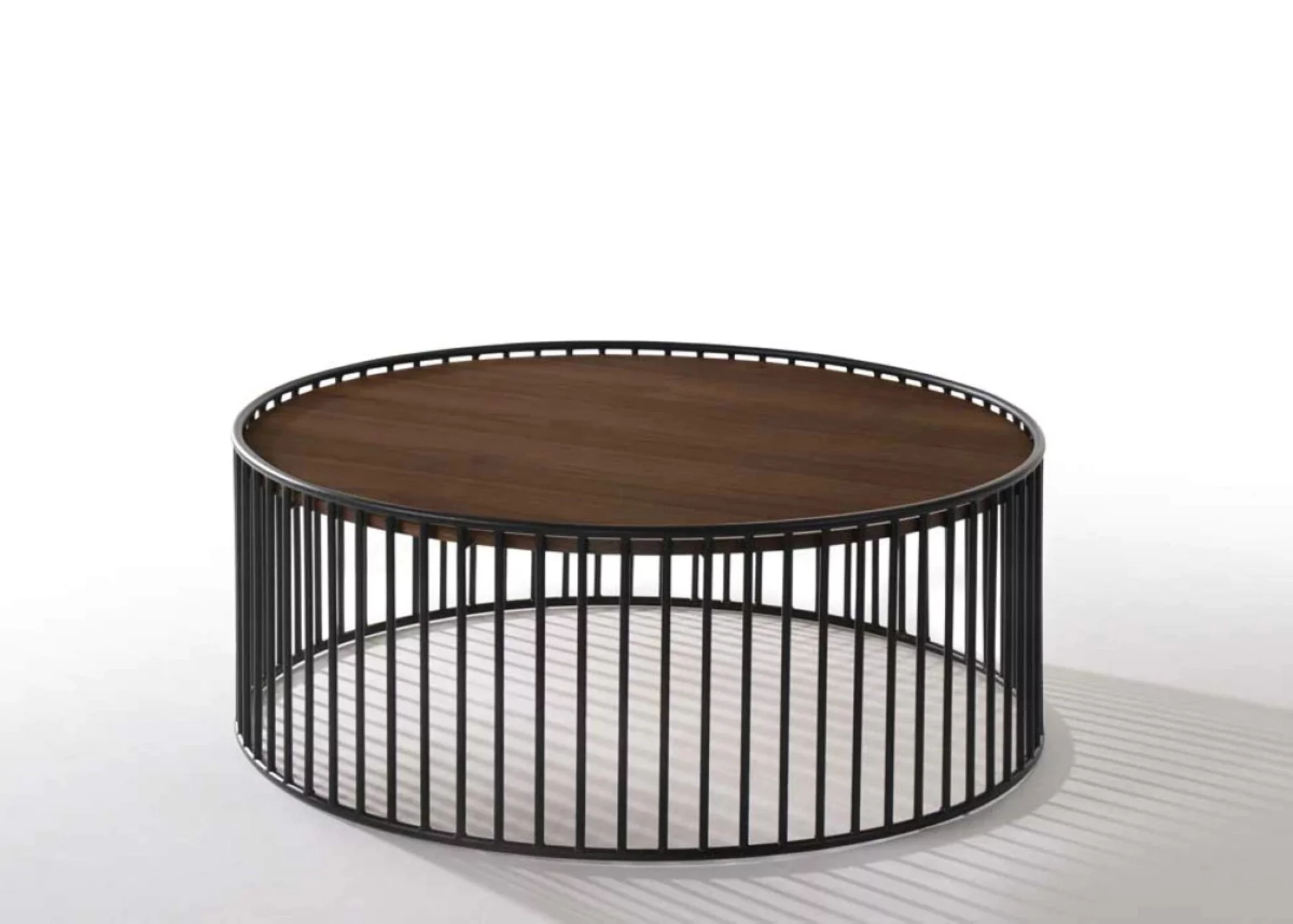 HomeRoots 472128 14 x 36 x 36 in. Modern Metal Rods Round Coffee Table, Walnut & Black