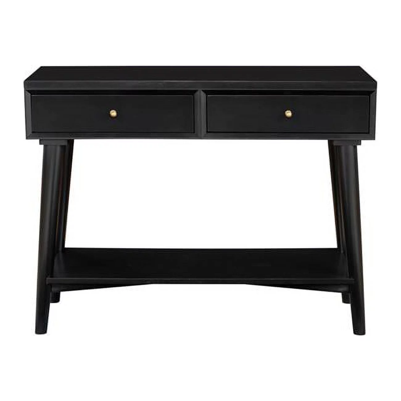 Alpine Furniture Flynn Wood Console Table with 2 Drawers in Black