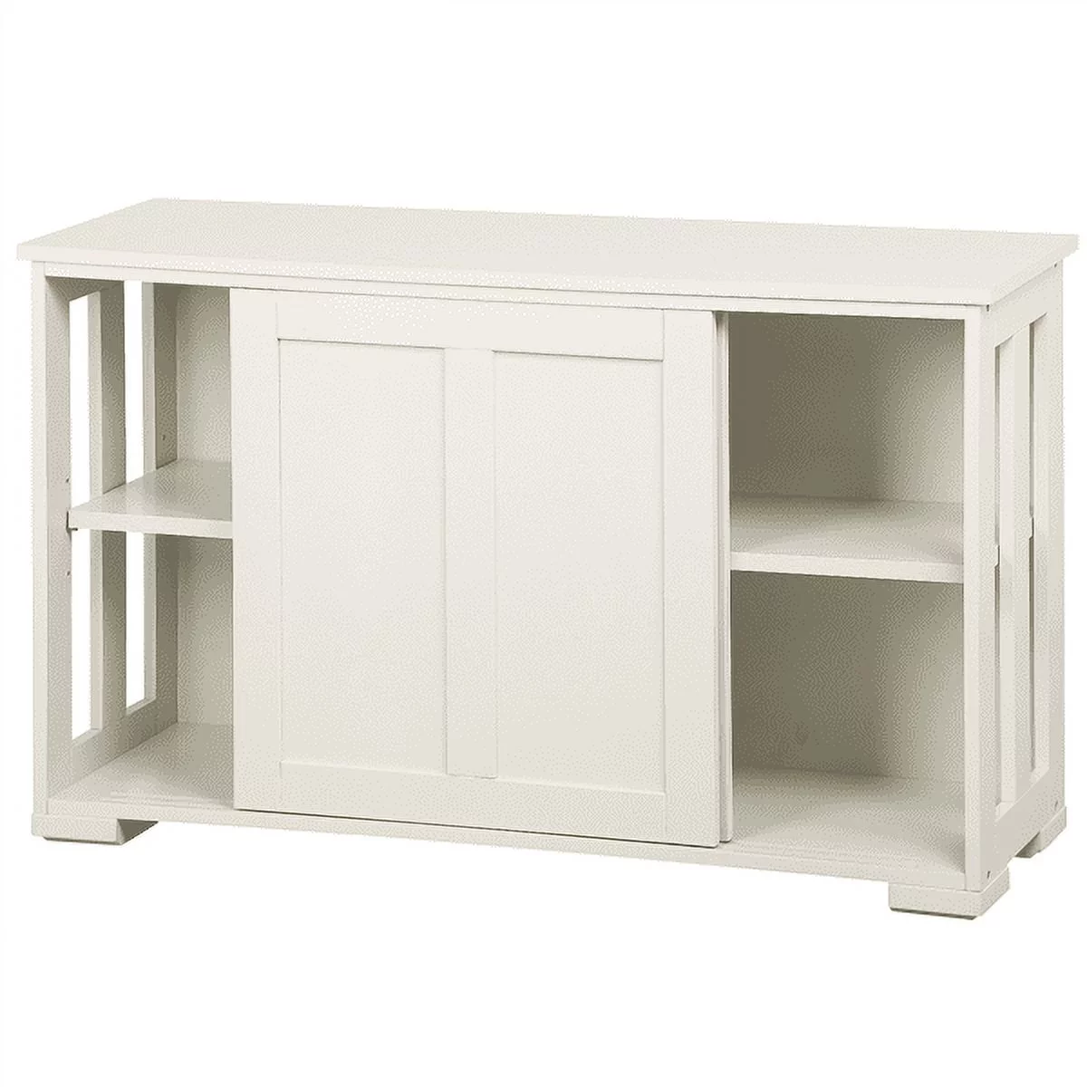SmileMart Wooden Buffet Storage Cabinet with Sliding Door and 2-Shelves, Antique White