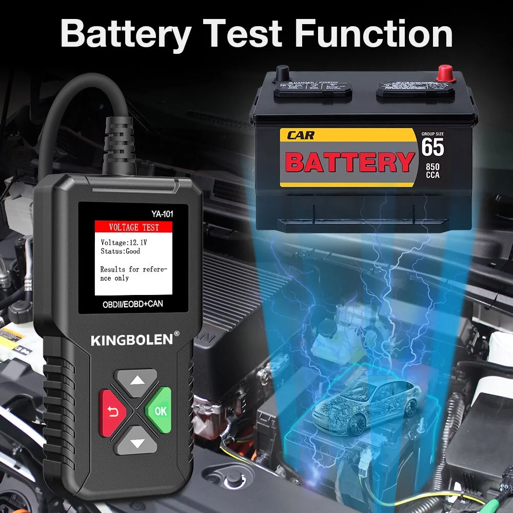 KINGBOLEN YA101 Code Reader for 1996 & Newer OBD2 Vehicles, Full OBDII Functions OBD2 Scanner with Battery Test