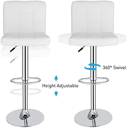 xrboomlife Set of 4 Adjustable Swivel Barstools  Modern PU Leather Kitchen Counter  Stools  Square Back  Stool