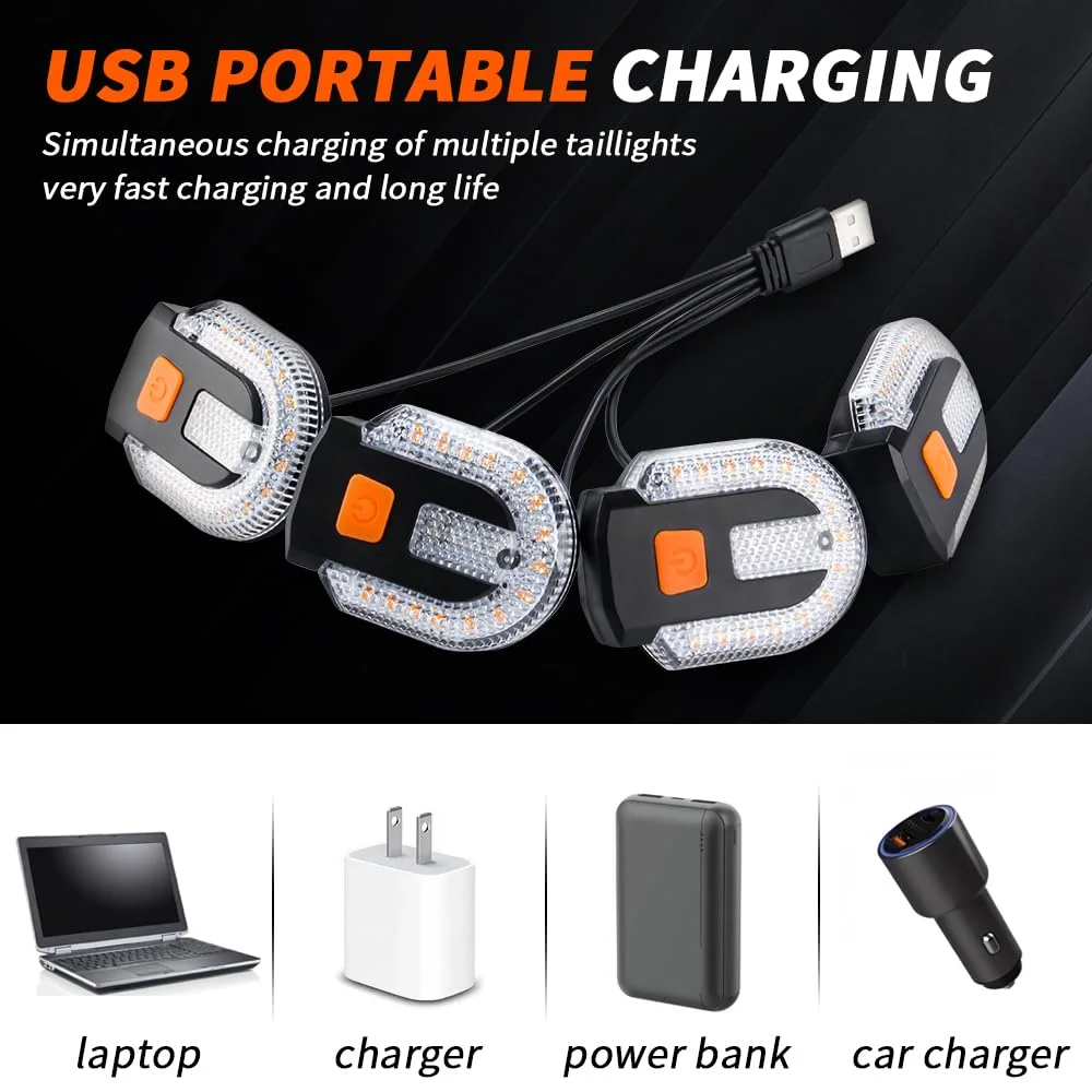 4Pcs Turn Signals for Bicycles with Alarm, USB Charging Remote Control Split/Integrated Bike Tail Light 5 Modes Waterproof Strobe Bike Rear Lights Can be Mounted on Front and Rear of Bicycle