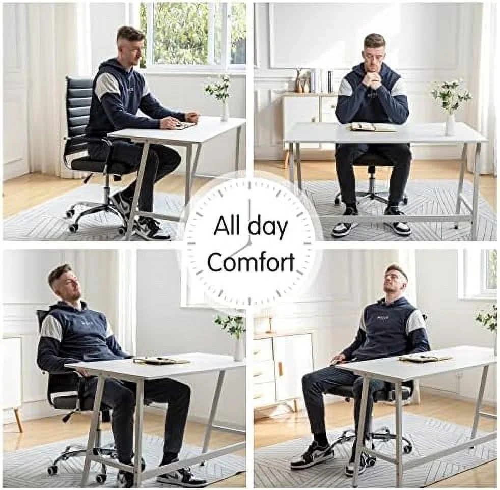 JYHOME Home Office Chair Ribbed  Modern Leather Conference Room Chairs  Ergonomic Office Desk Chair  High Back Executive Computer Chair  Adjustable Swivel Chair with Arms (Brown)