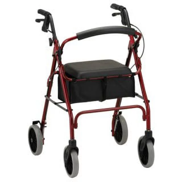 Rollator Nova Zoom 24 Aluminum Rolling Walker Weight Capacity 300 lbs (Red)
