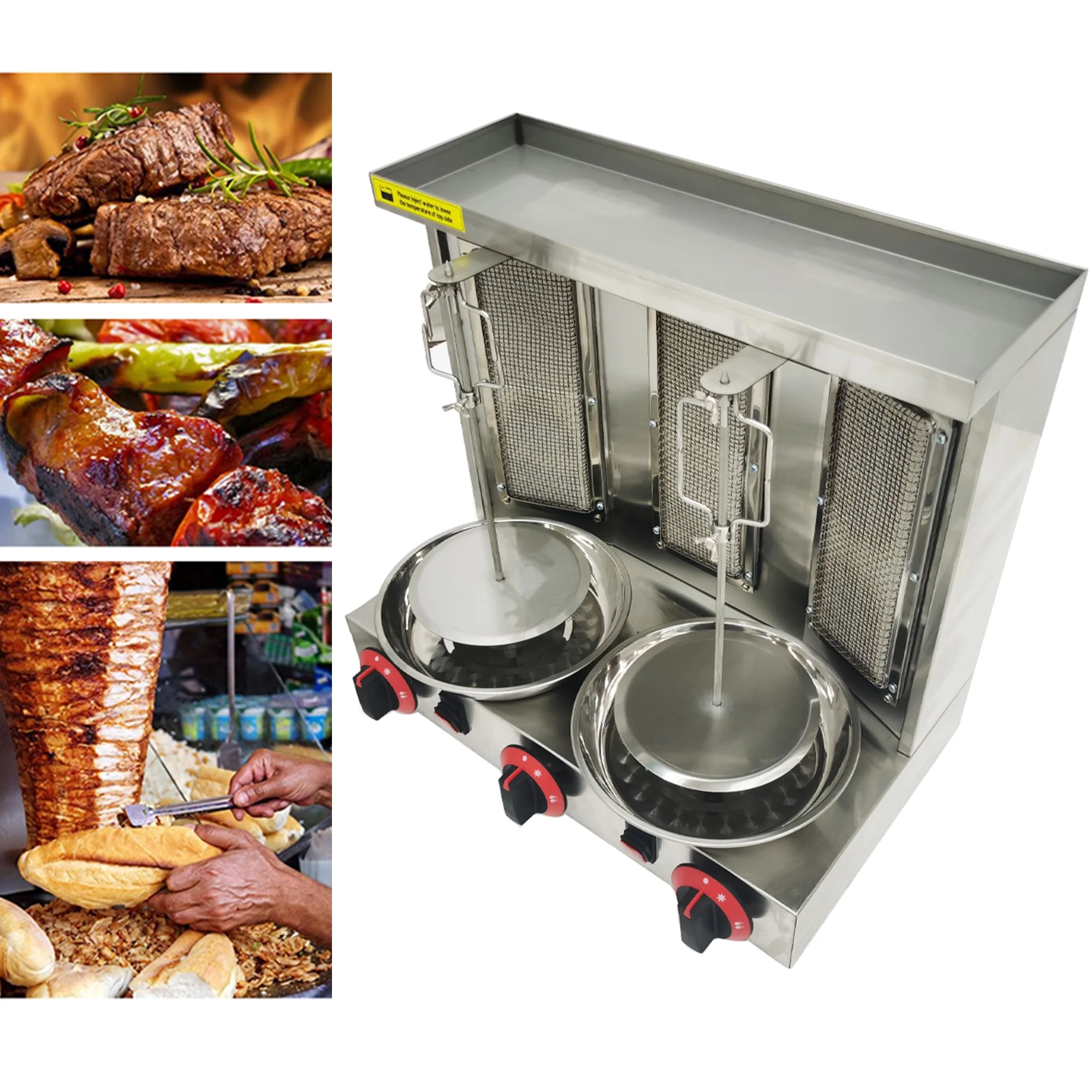 INTBUYING LP Gas Kebab Gyro Grill Machine Spinning Doner Griller Shawarma Machine