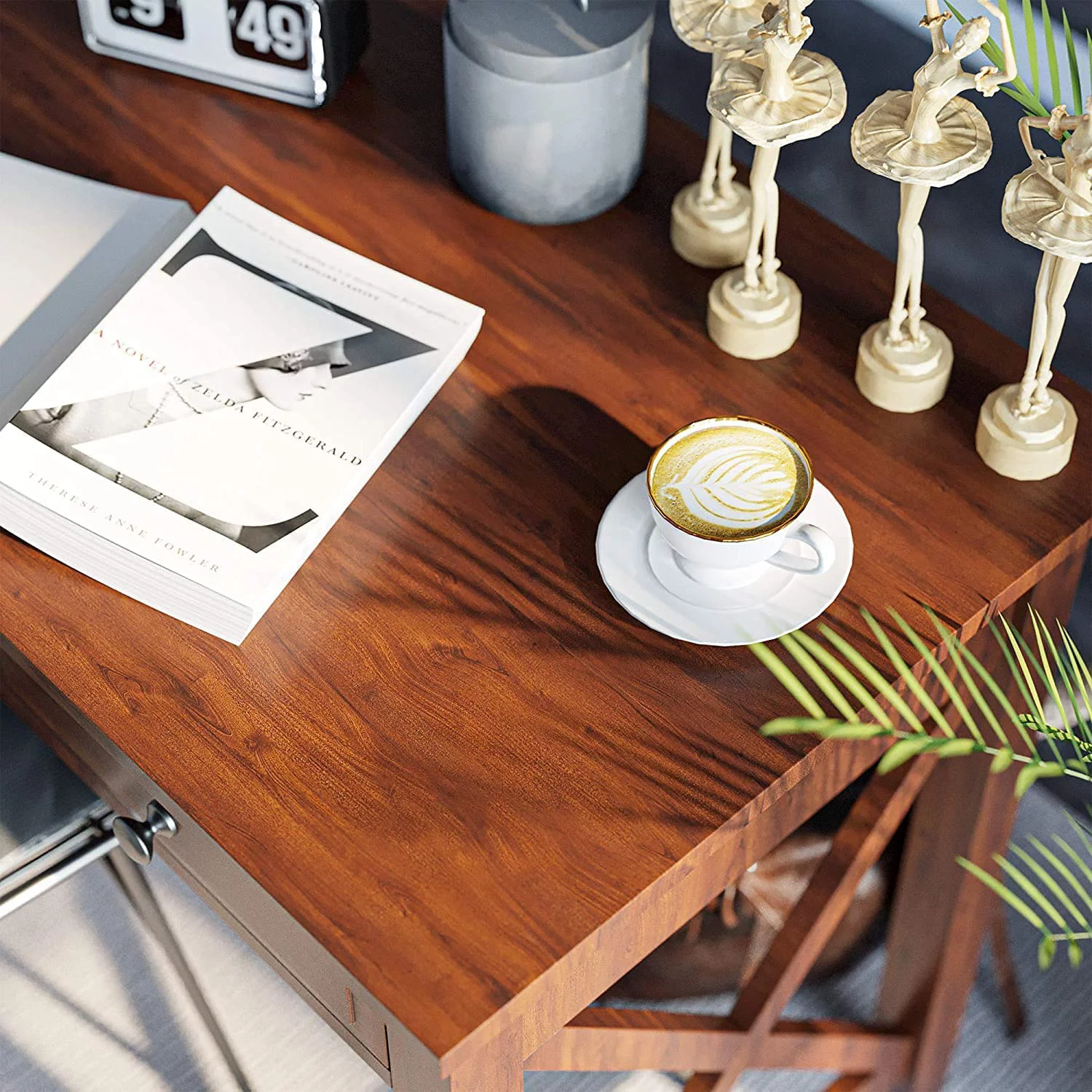 Computer Desk，Solid Wood,55 Inch Gaming Desk with 2 drawers,Rectangular Distressed