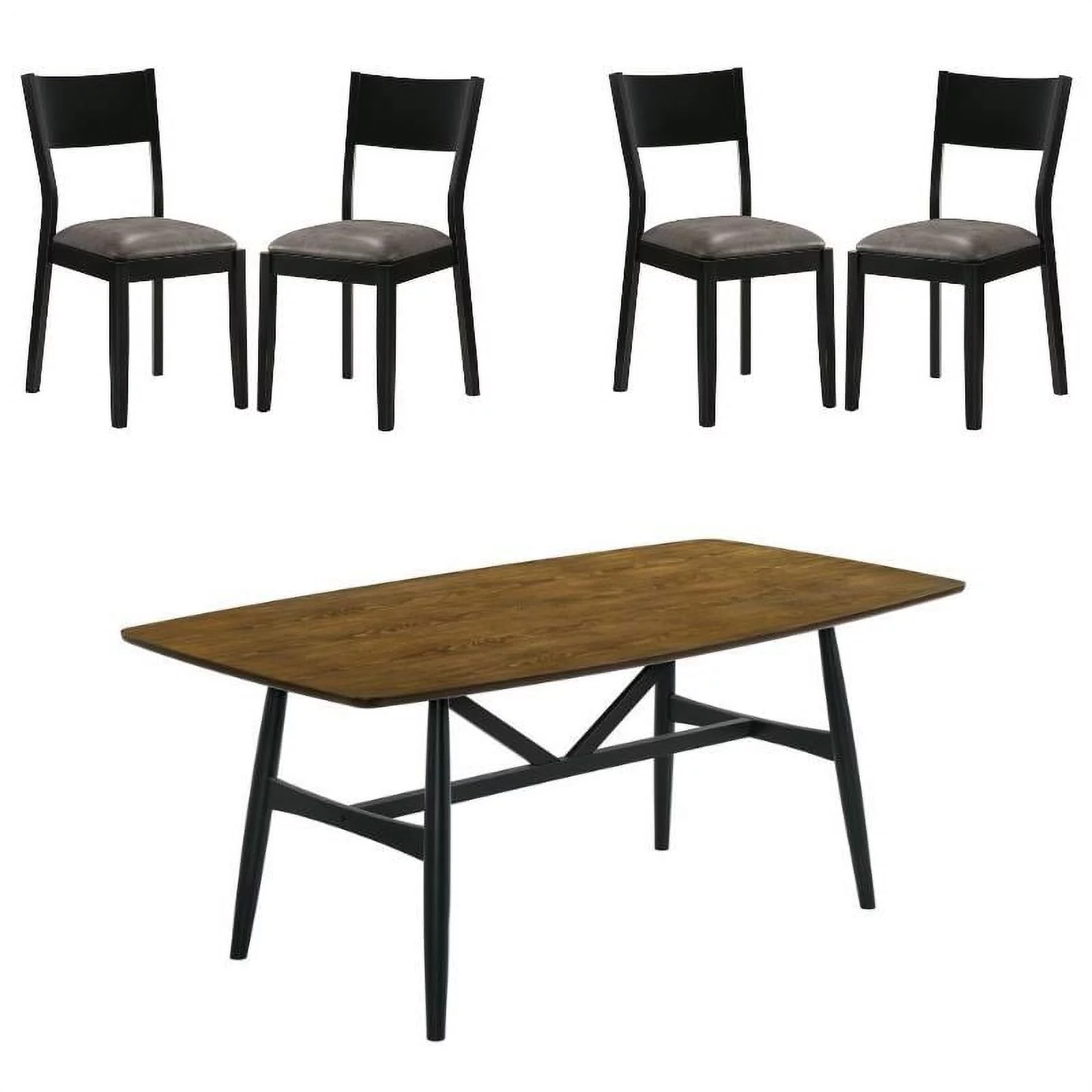 FOA Kapok Wood Padded 5-Piece Dining Set in Black and Gray