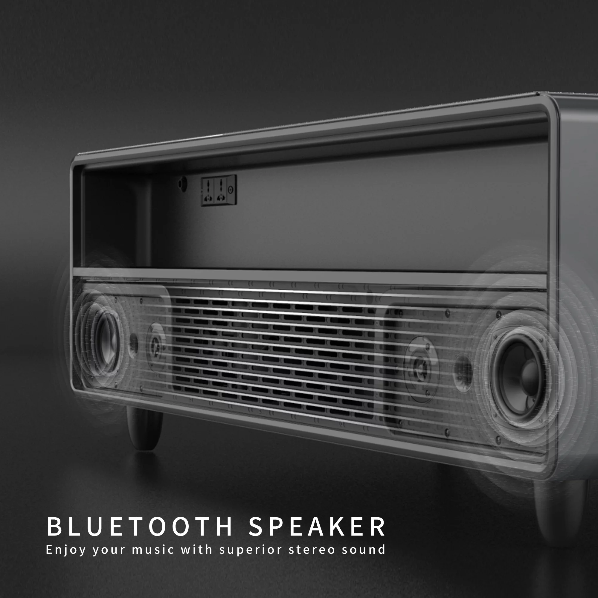 Modern Smart Coffee Table with Built-in Fridge, Bluetooth Speaker, Wireless Charging Module, Touch Control Panel, Power Socket, USB Interface, Outlet Protection, Atmosphere light, Black