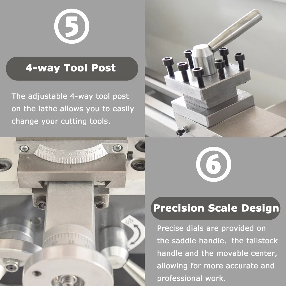 Precision Metal Lathe Mini Inch Thread Bench Turning Machine 7