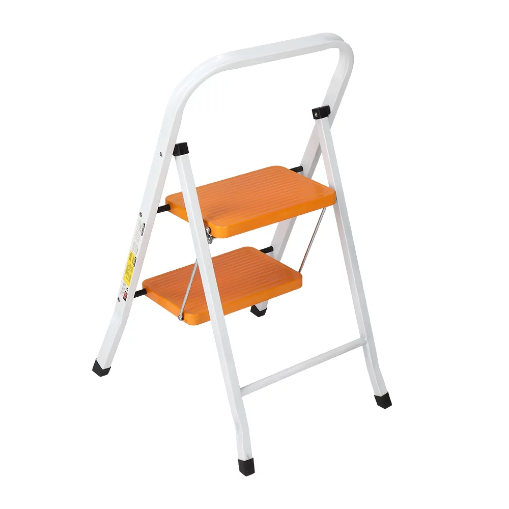 2-Step Folding Step Stool with Anti-Slip Steel Frame, Wide Pedal, and Sturdy Construction - Ideal for Home, Kitchen, and Garage Use