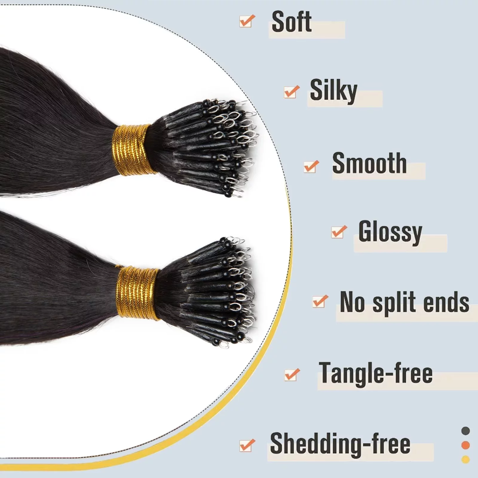 MY-LADY Micro Loop Hair Extensions Human Hair Human Hair Extensions Micro Beads Hair Extensions Real Hair Silky Straight 20