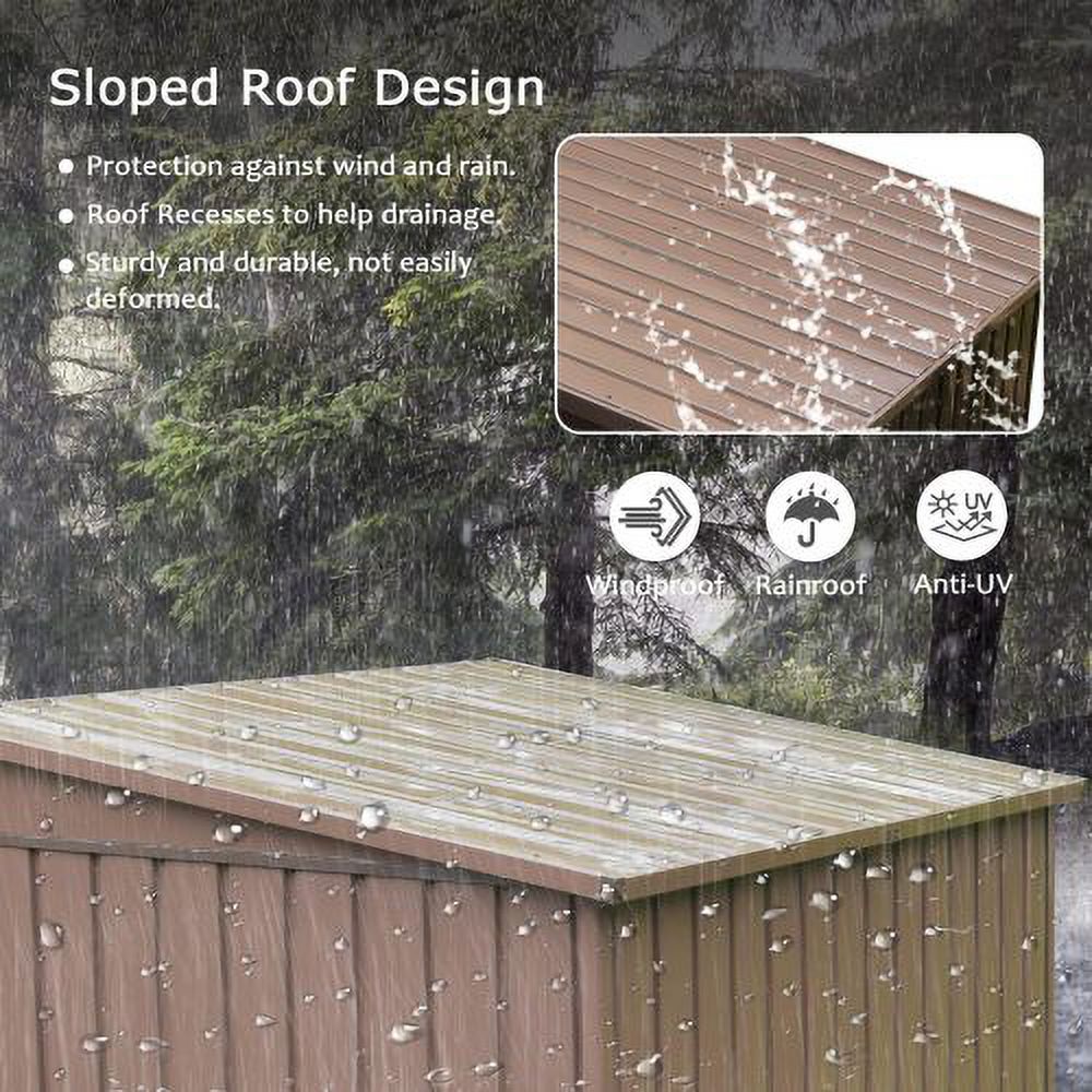 Qulable Outdoor Storage Shed 6x4 FT, Metal Tool Sheds Storage House with Lockable Double Door, Large Bike Shed Waterproof for Garden, Backyard, Lawn