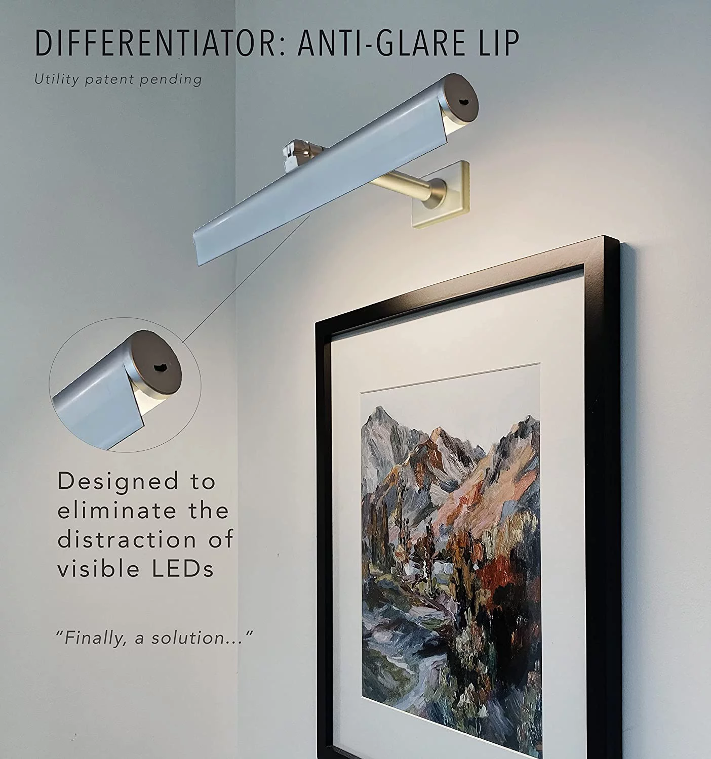 XIANMM Rechargeable Art & Picture Light - Very Easy Install, Silver