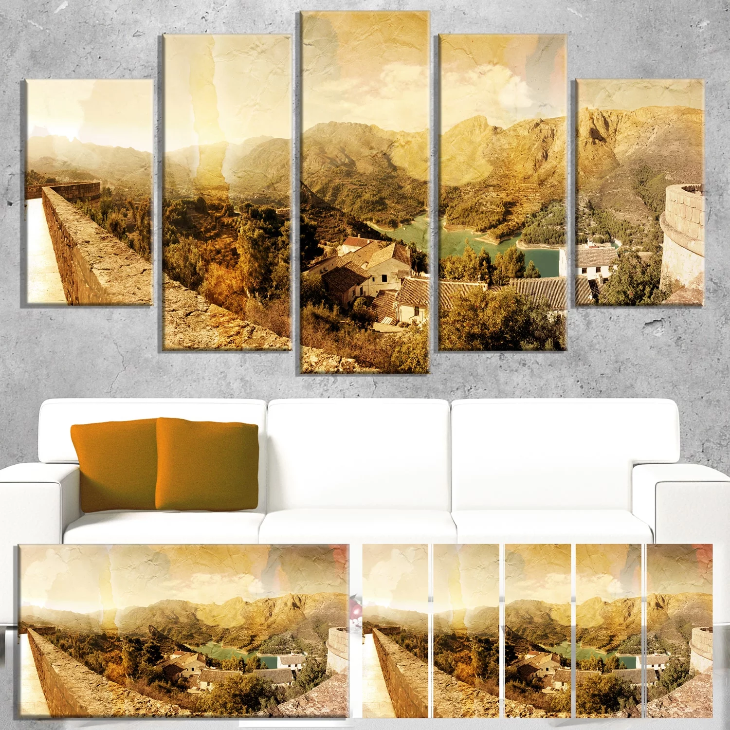 Design Art 'Mountain and Lofty Lake' 5 Piece Wall Art on Wrapped Canvas Set
