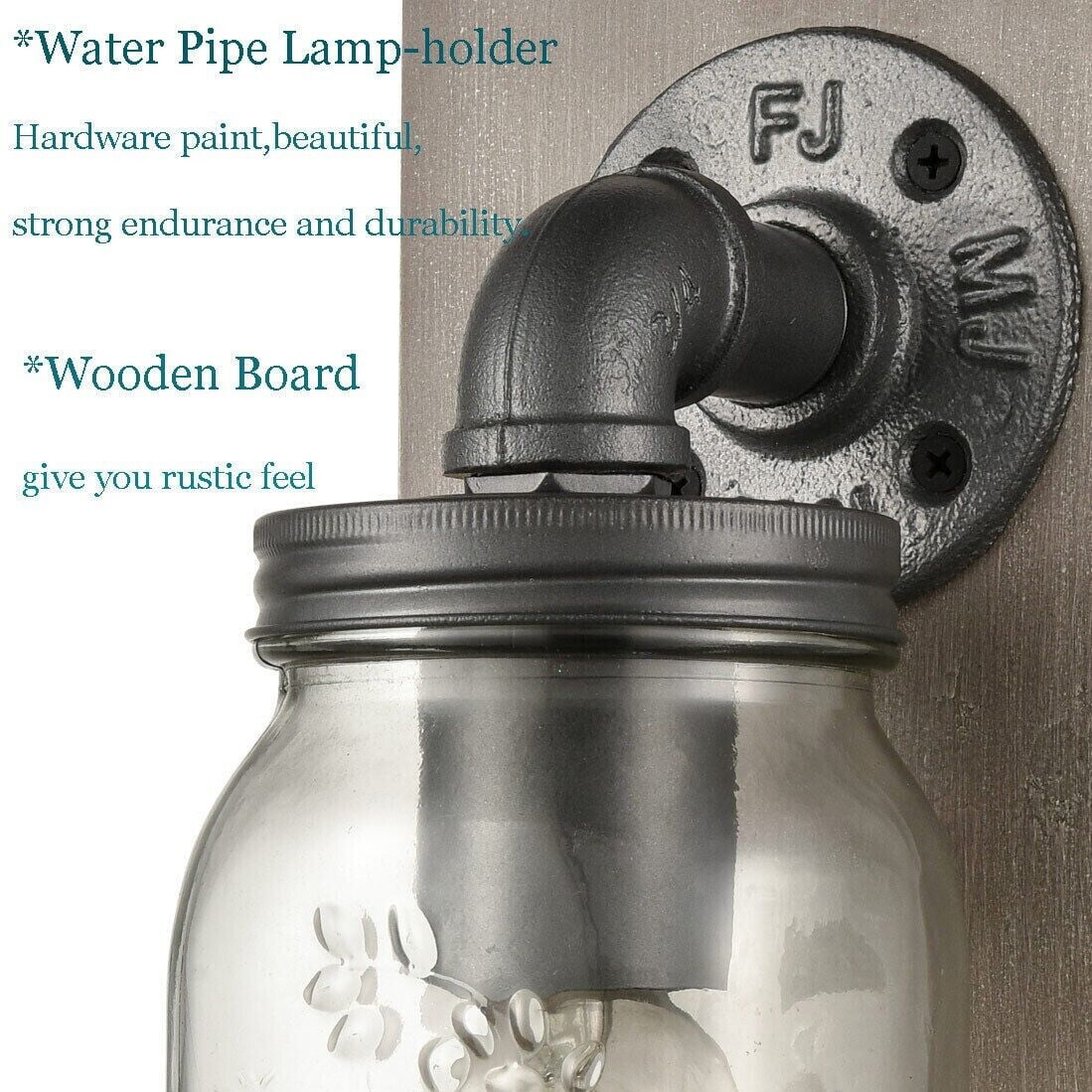 Farmhouse Mason Jar Wall Sconces Set of 2 Hanging Plug-in Wall Light