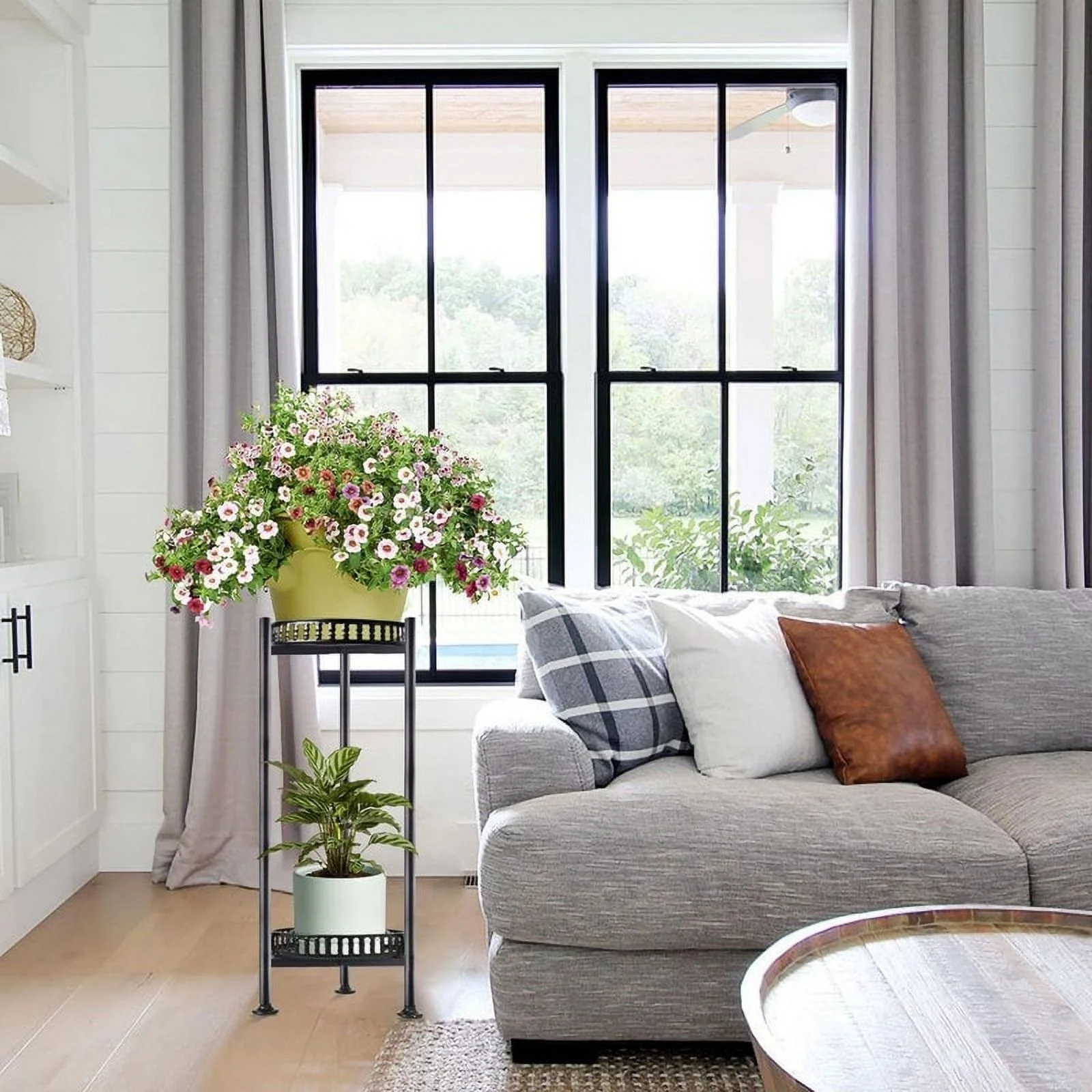 30'' Tall Plant Stand 2 Tier Metal Planter Stand