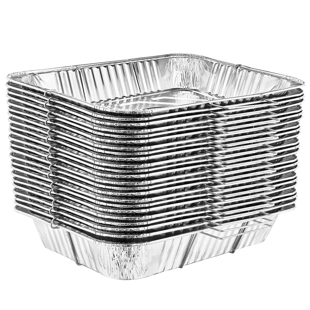 Disposable Rectangle Aluminum Handle Rack Pan Roaster - No Lids, Dimensions L 16 3/4 x W 12 x D 2 1/2 (30 Qty)