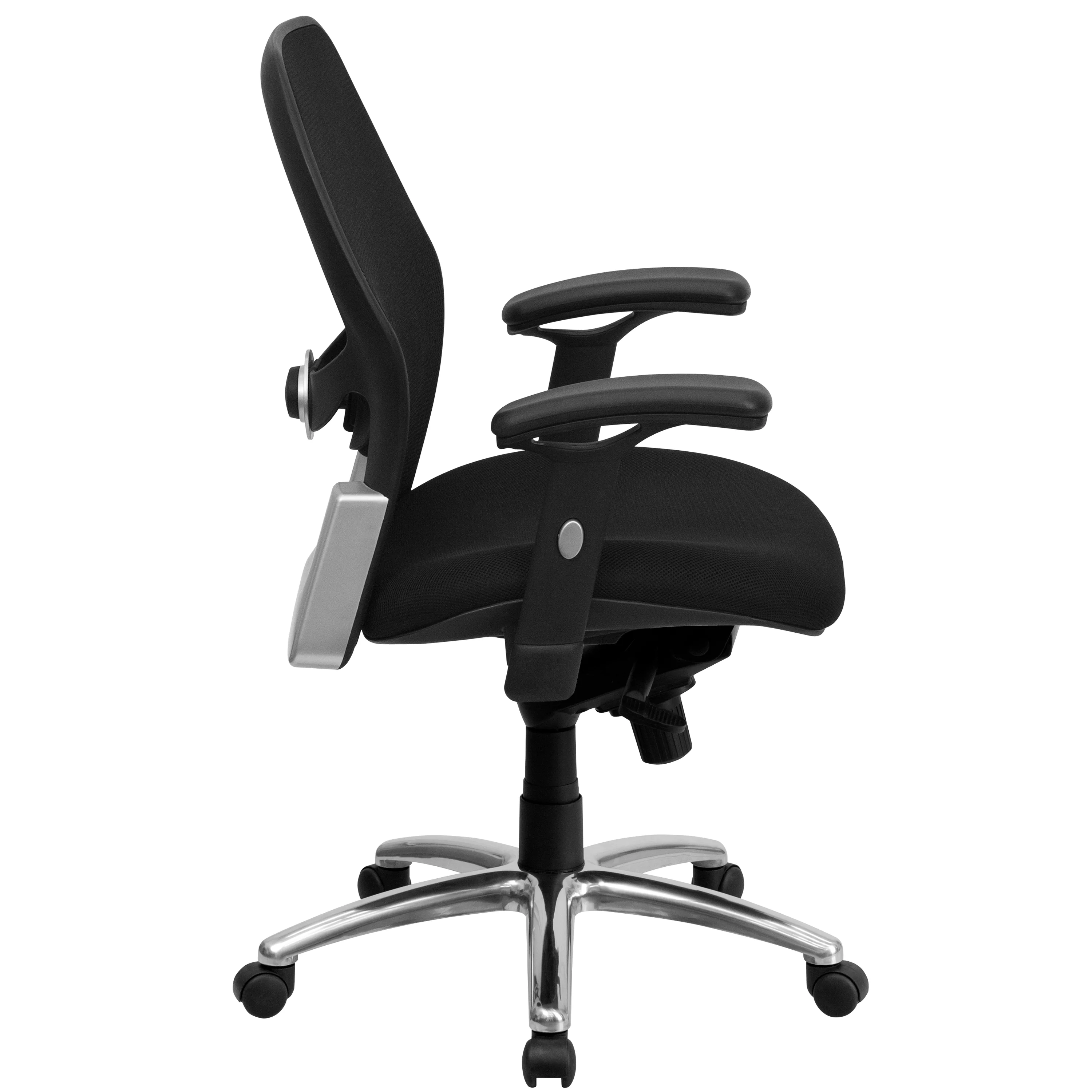Emma + Oliver Mid-Back Black Mesh Executive Office Chair with Knee Tilt and Adjustable Lumbar & Arms