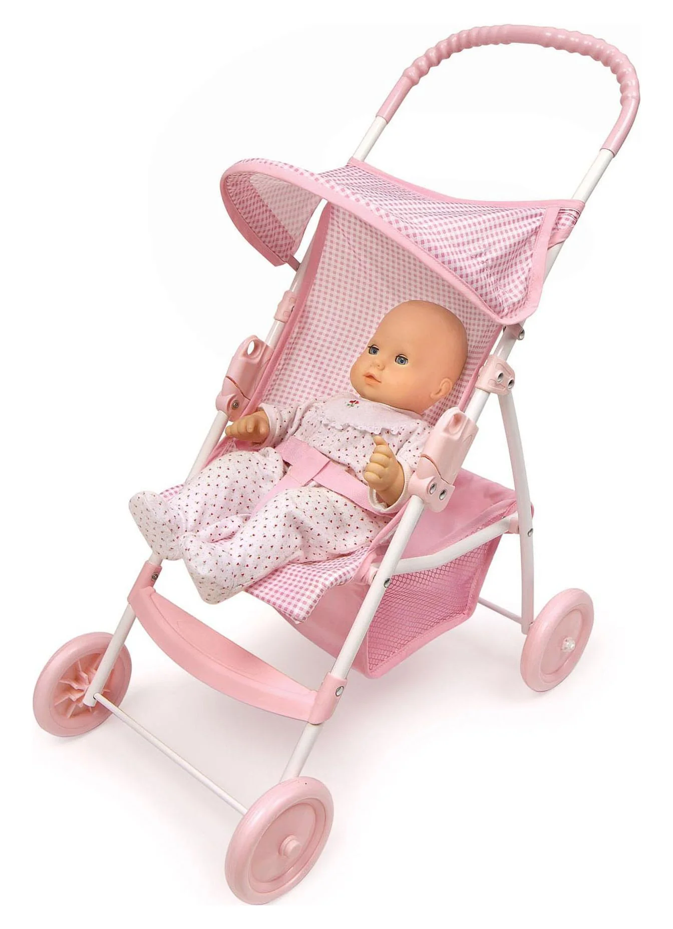 Badger Basket Folding Doll Umbrella Stroller - Pink/Gingham