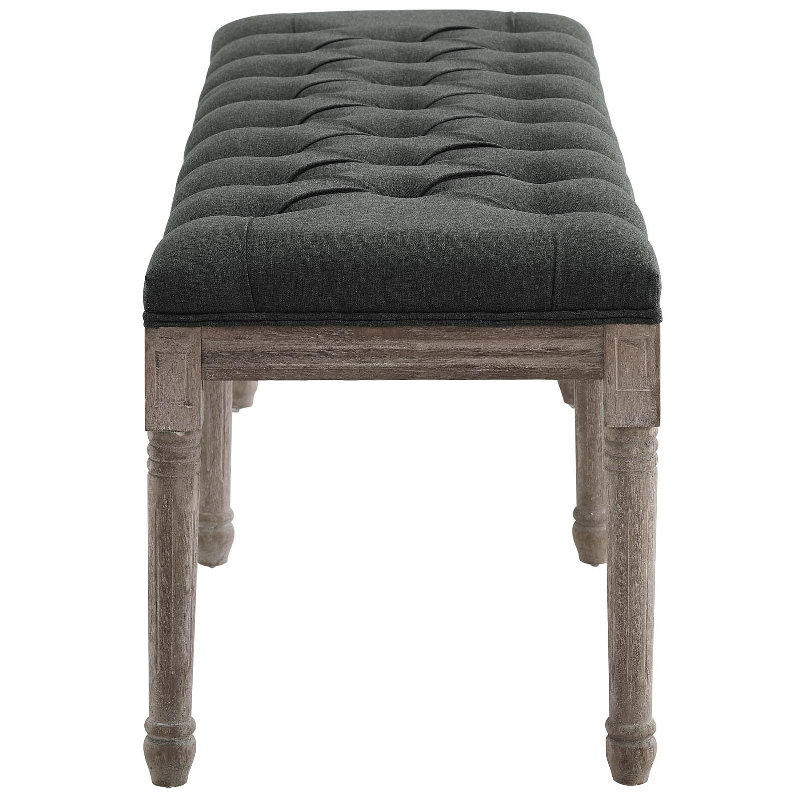 Modway Province French Vintage Upholstered Fabric Bench, Gray