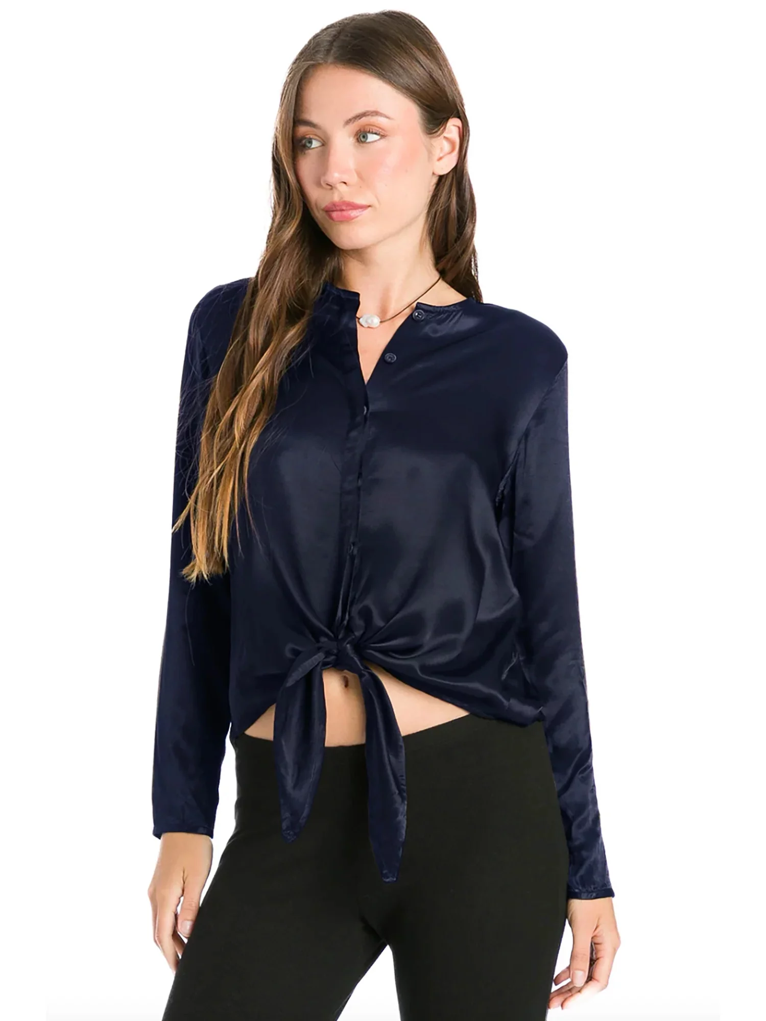 Hardtail Satin Tie Front Blouse (Style SAT-41)