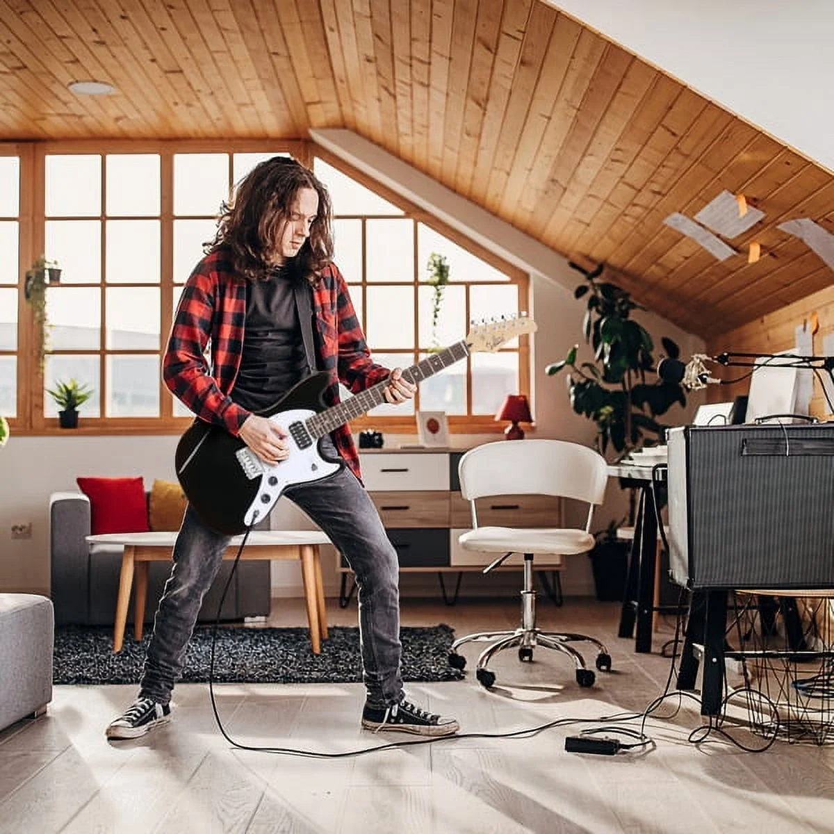 Fithood Glarry Full Size 6 String H-H Pickups GMF Electric Guitar with Bag Strap Connector Wrench Tool Black