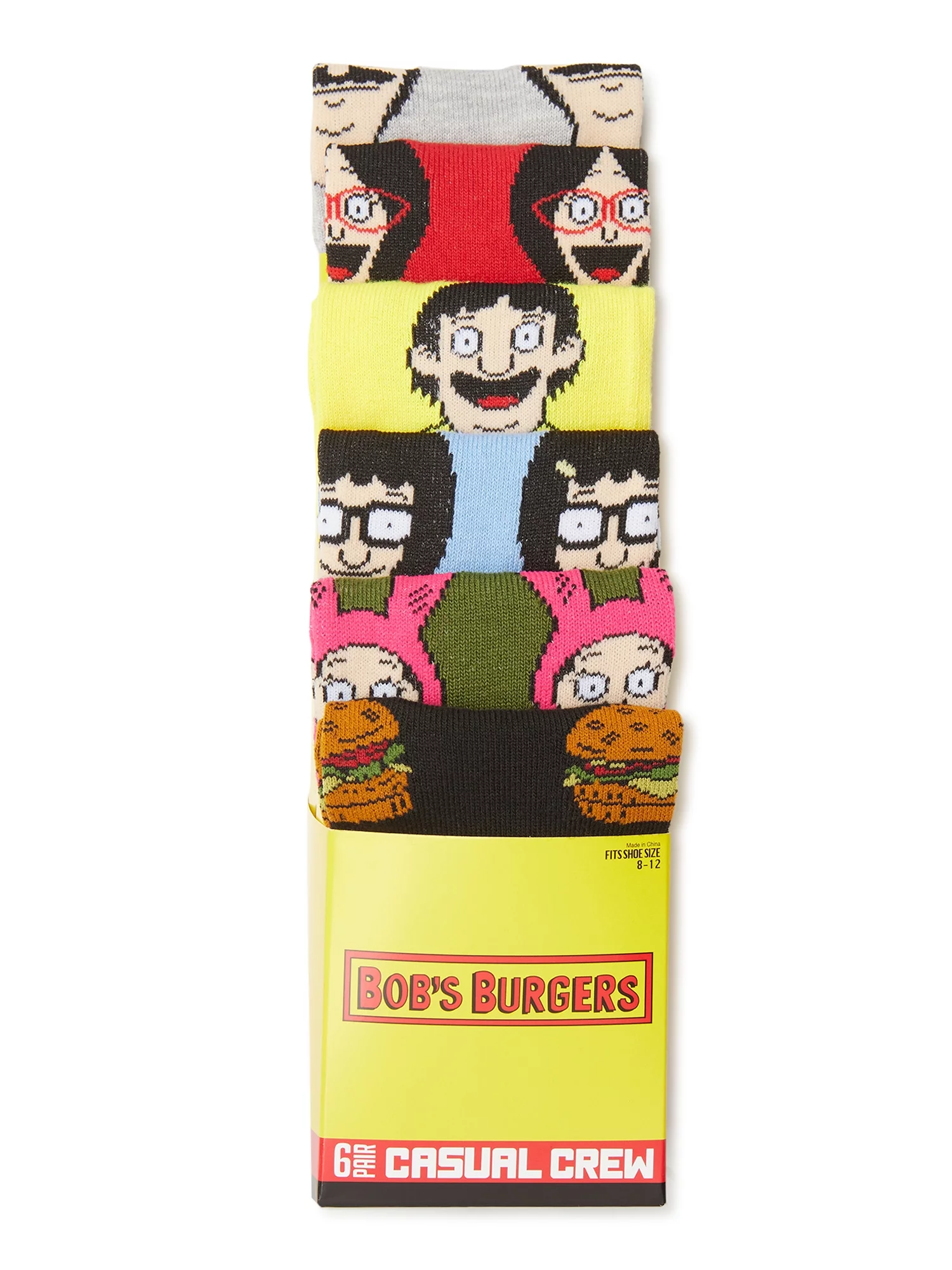 Bob's Burgers Men's Crew Socks, 6-Pack