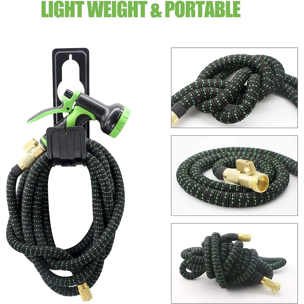 Expandable Garden Hose 50 ft with 10 Functions Hose Sprayer, Flexible Garden Hose Leak-Proof with Natural Latex, No-Kink Collapsible Hose Green