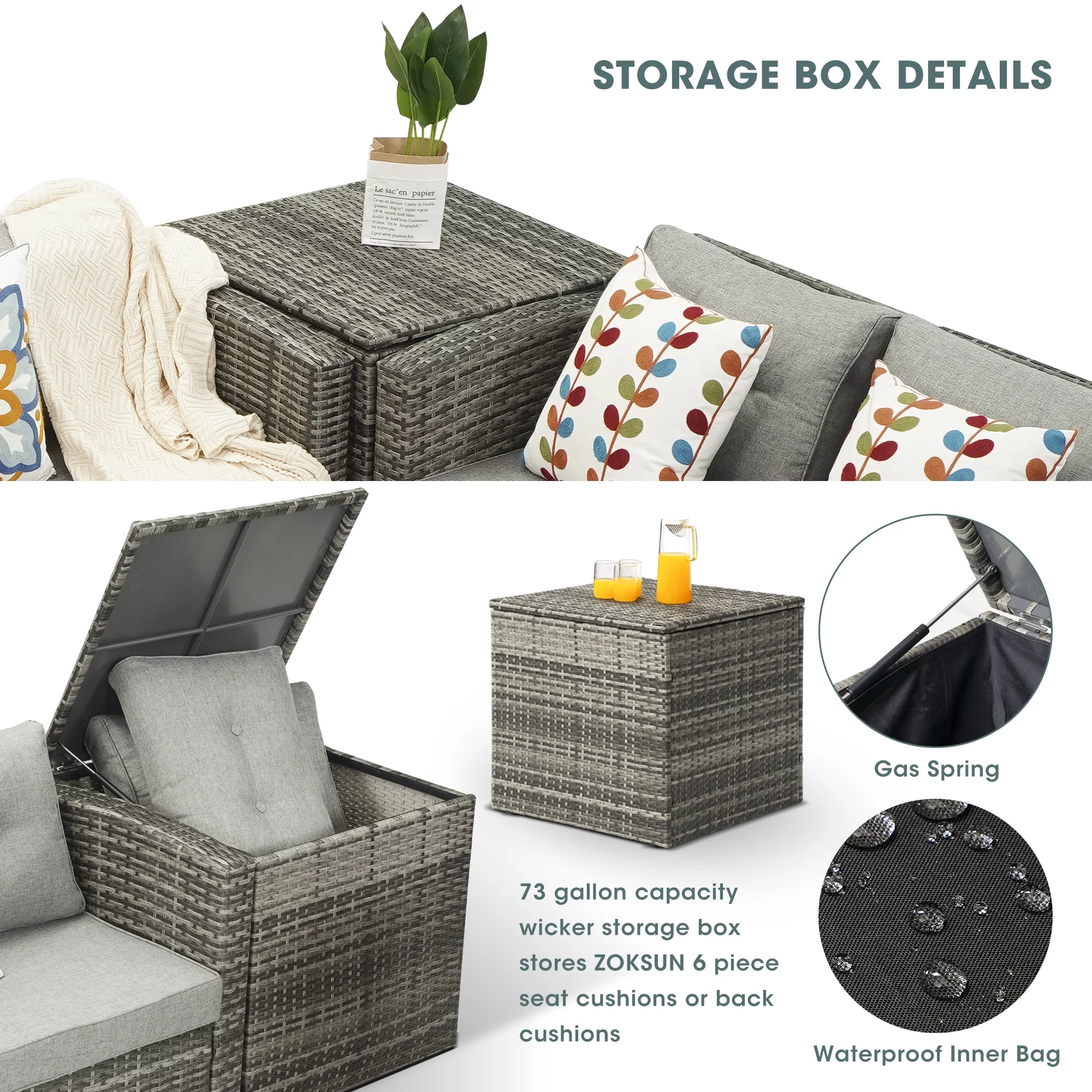 Royalcraft Outdoor Patio Furniture Set,10 Pieces Outdoor Sectional Wicker Sofa PE Rattan Conversation Sets with Non-slip Cushions,Aluminum Frame,Grey