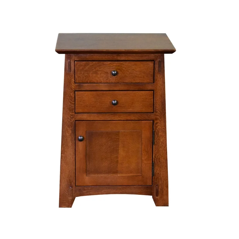 Mission Style Tapered Leg 2 Drawer Nightstand
