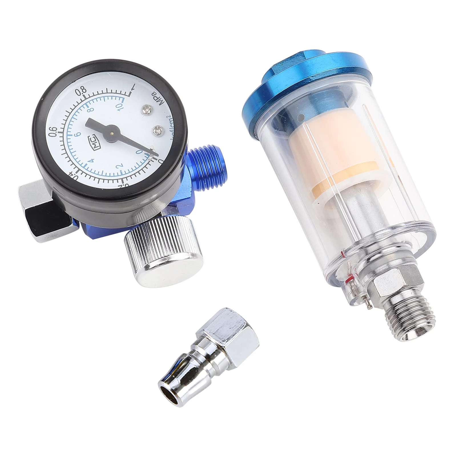 BOROCO Air Filter Pressure Regulator Kit Pneumatic Spray Gun Set, Spray Pneumatic Gun Air Regulator Gauge In‑line oil Water Trap Filter Separator KitSeparator