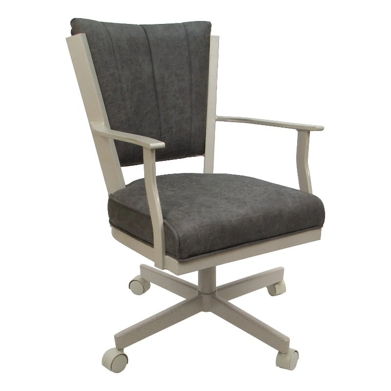 Pemberly Row Swivel Dining CasterChair-Outlier Charcoal Gray Fabric-Beige Frame