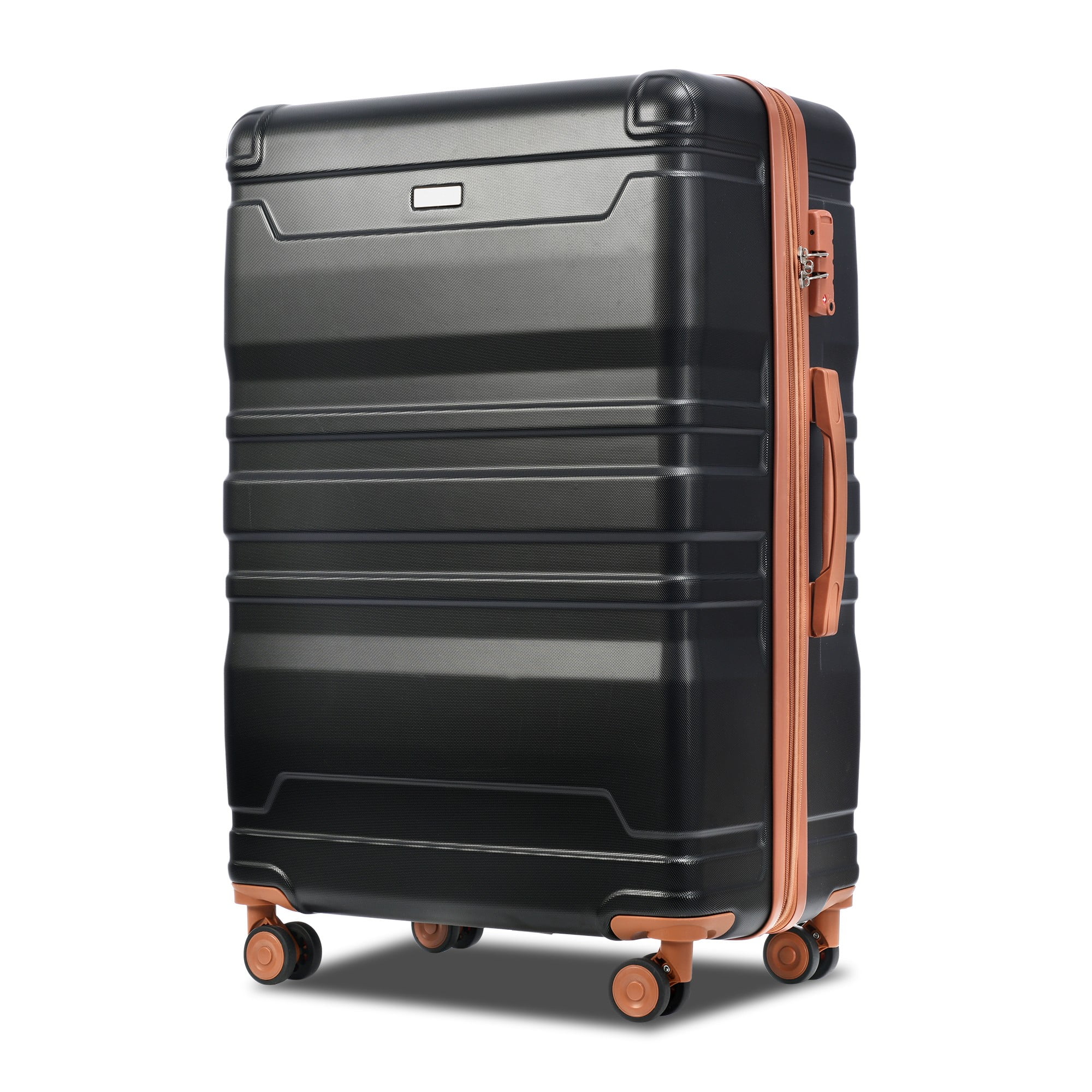 3-Piece Luggage Set - Expandable ABS Hardshell Clearance Suitcases with Spinner Wheels and TSA Lock - Lightweight and Sturdy (20''/24''/28'') - Black and Brown