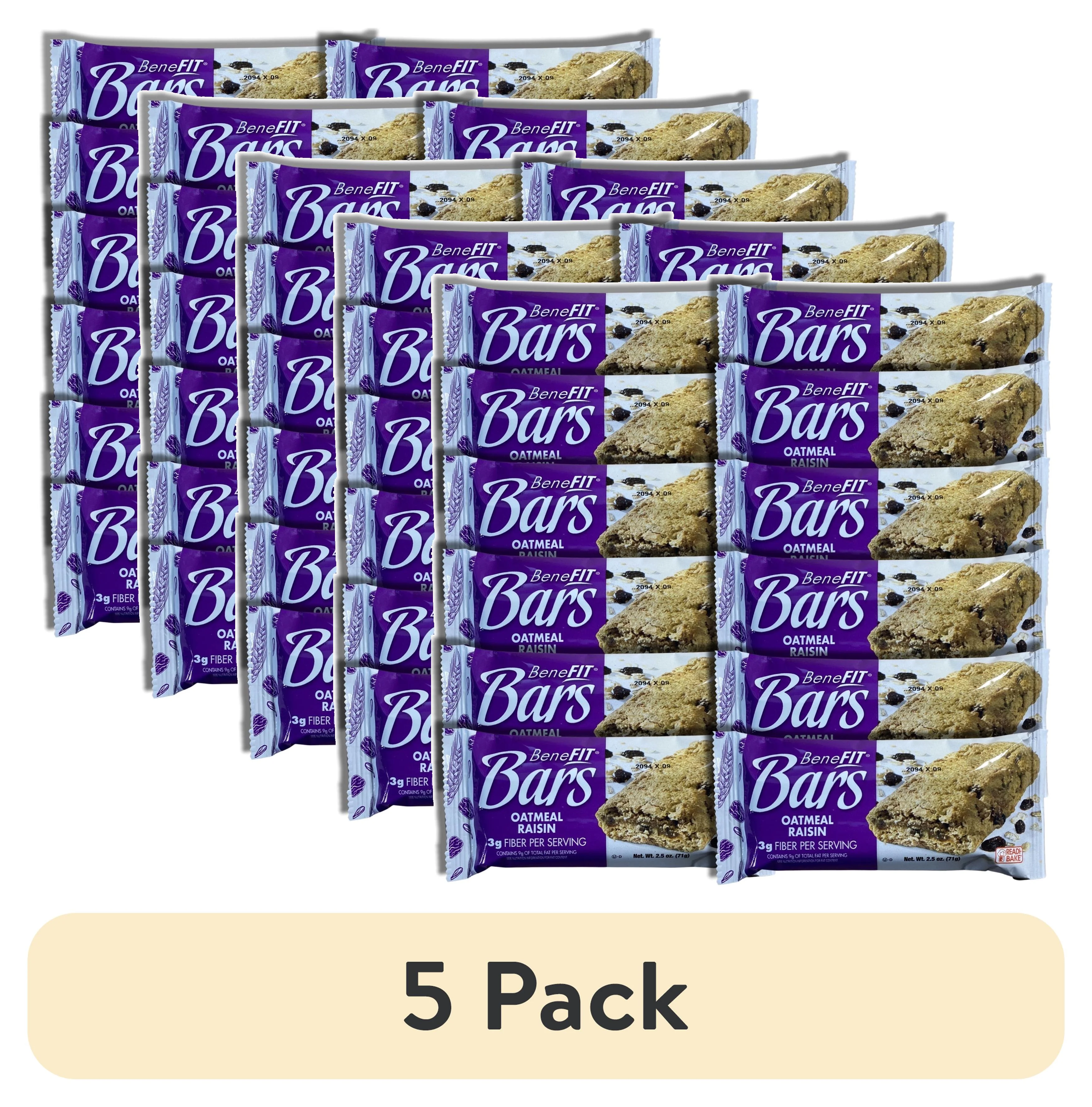 (5 pack) Oatmeal Raisin BeneFit Bars by Readi-Bake Bundled by Tribeca Curations | 2.5 Ounce | Value Pack of 12