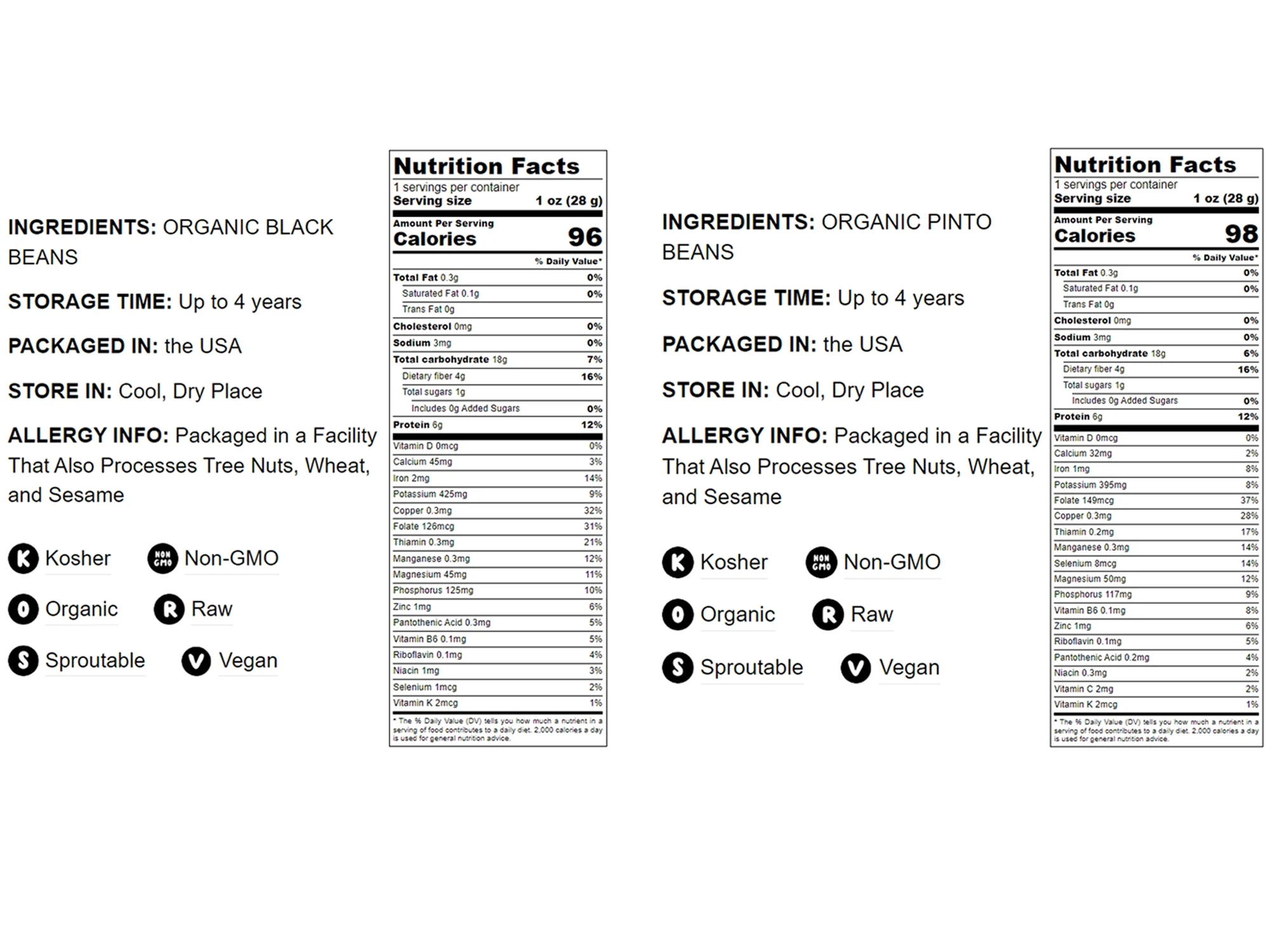 Organic Dry Beans Bundle, 2 Pack ? Organic Black Beans (5 LB), Organic Pinto Beans (5 LB), Non-GMO, Raw, Vegan, Kosher, Sproutable, Bulk. Rich in Fiber and Protein. Perfect for Soups, Burritos, Tacos