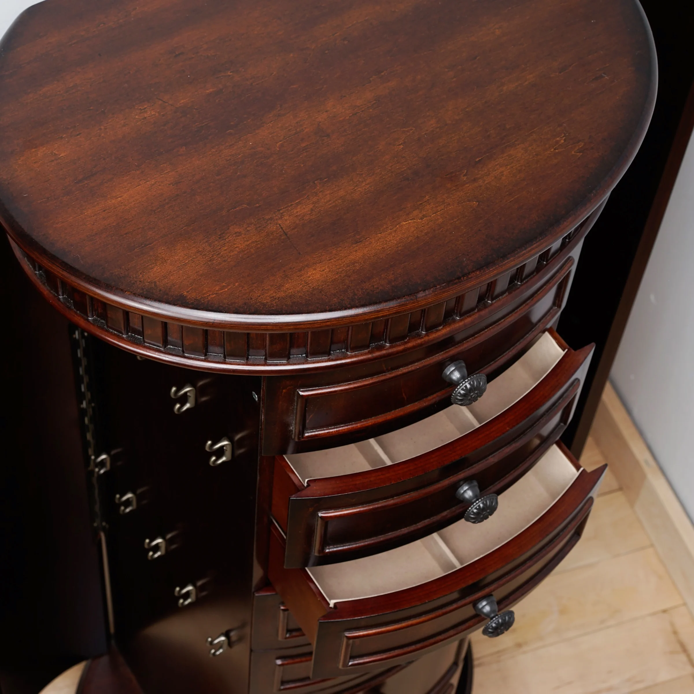 Hives & Honey Bailey Round Free Standing Jewelry Armoire - Rich Walnut