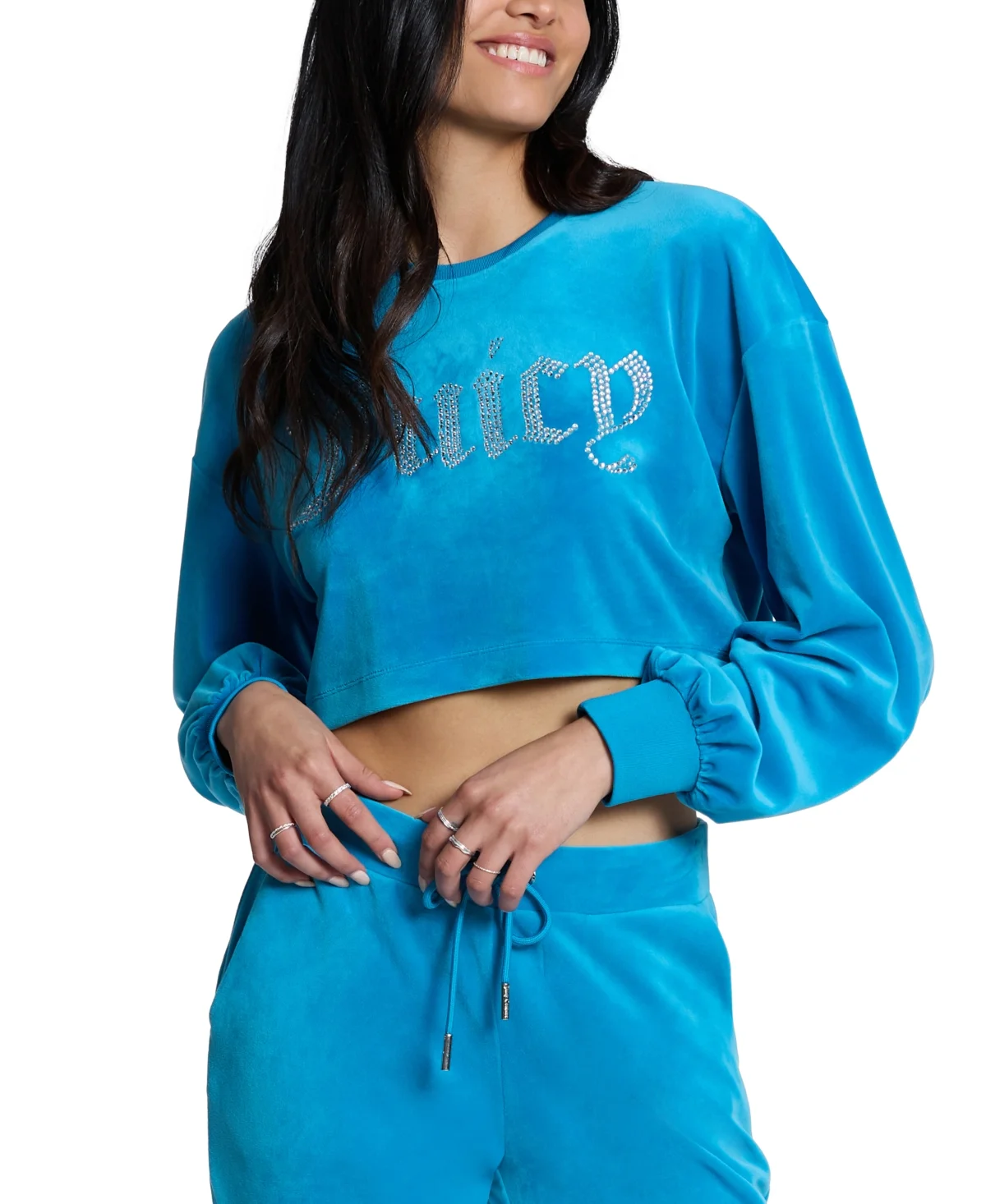 Juicy Couture Women’s Cropped Logo Sweatshirt, Turquoise, Small