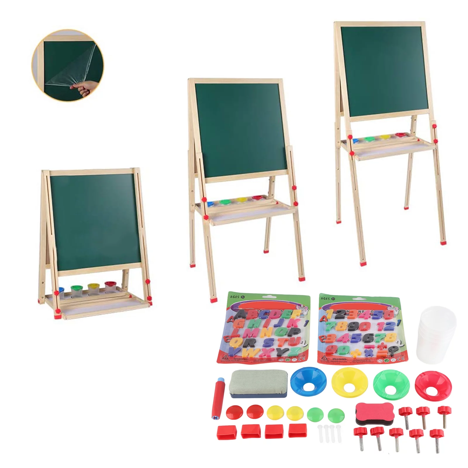 Buumin Wooden Art Easel for Kids Double Sided Easel with Drawing Paper Roll