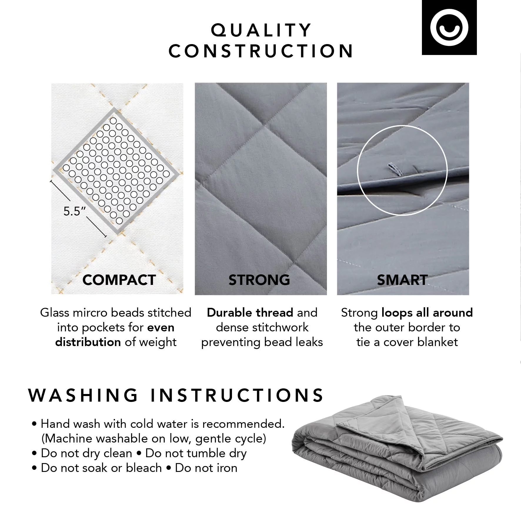 Eshe Cotton Weighted Blanket-Calm Sleeping Quilted Cover