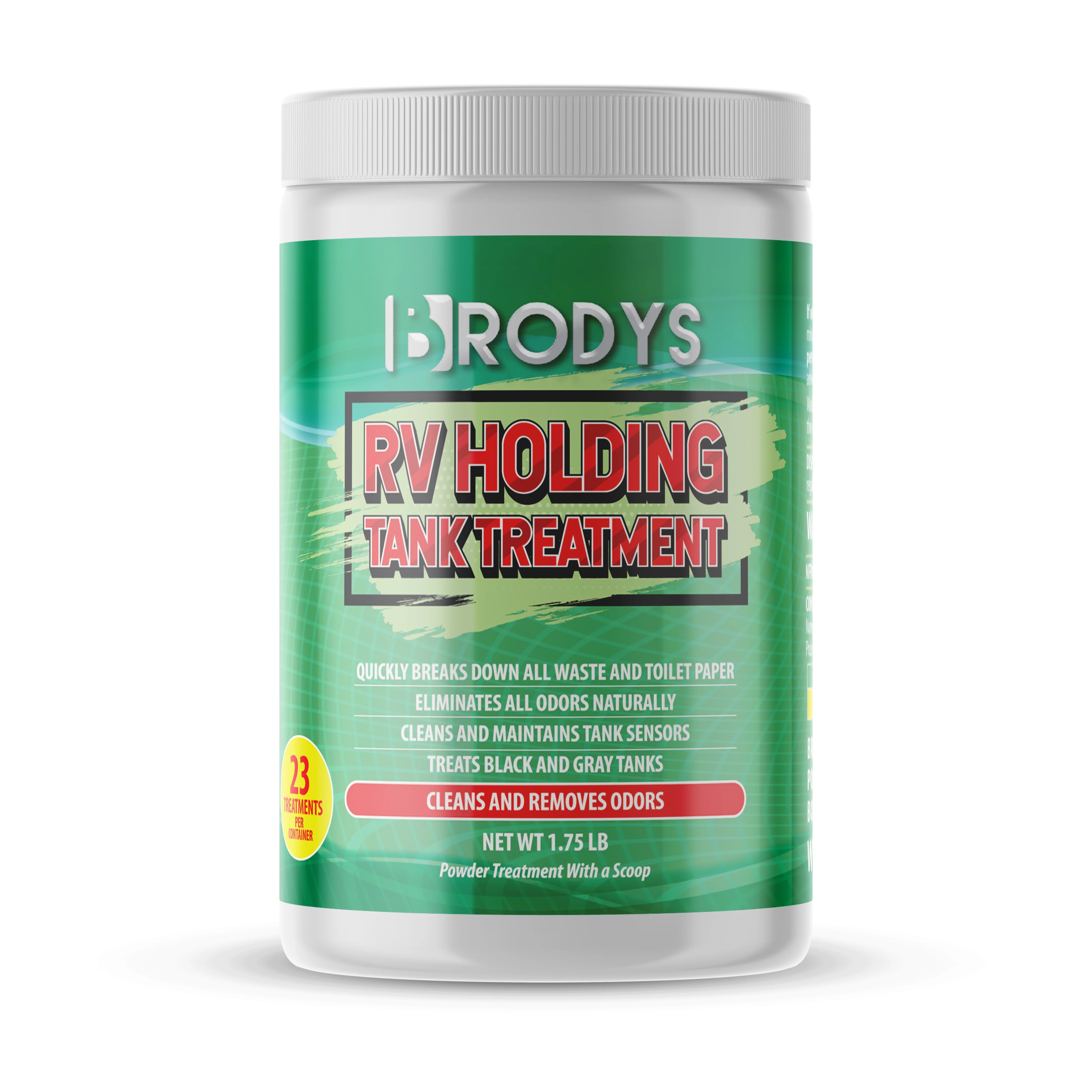 BRODYS - RV Holding Tank Treatment - Black and Gray - Odor Eliminator and Breaks Down Waste - POWDER FORMULA (Camping and Marine), Must have accessory for all RVs - 23 TREATMENTS