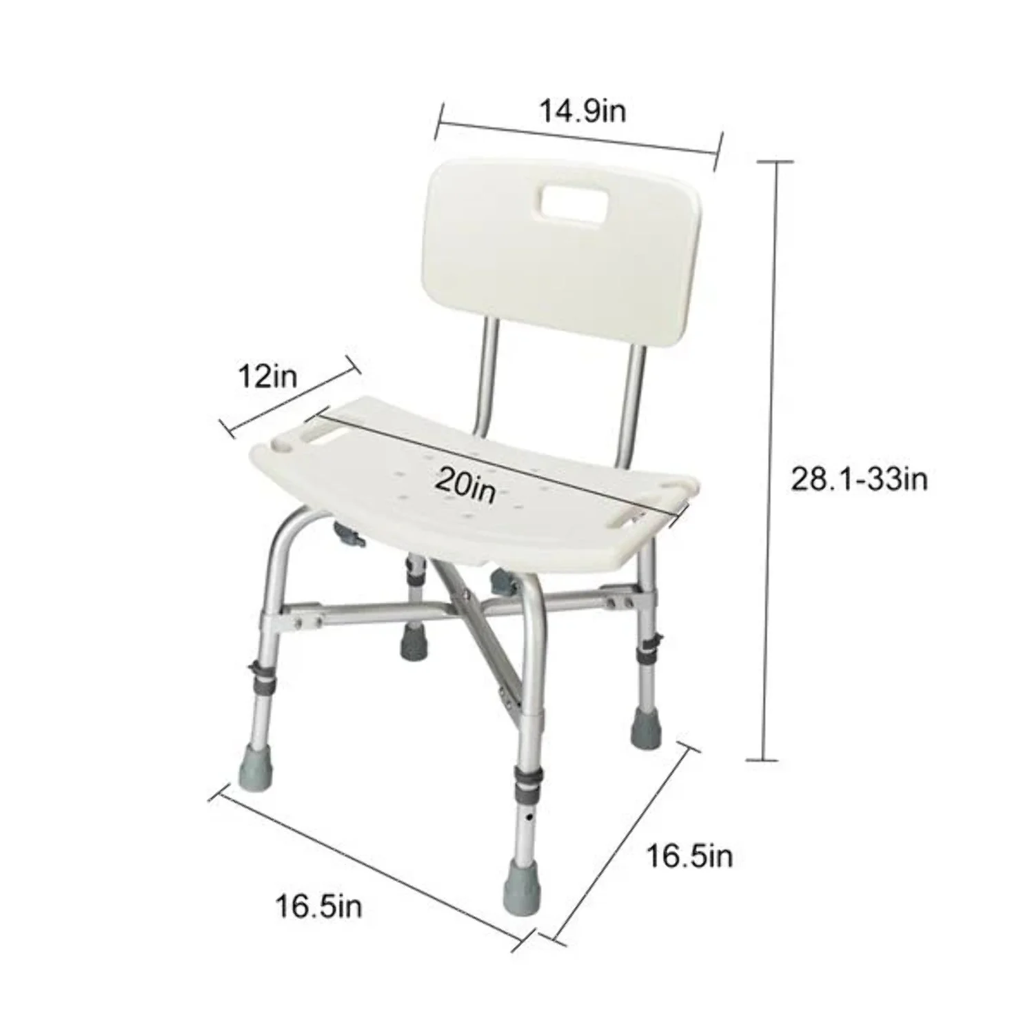 Medical Bathroom Safety Shower Tub Heavy Duty Aluminium Alloy Bath Chair Bench with Back White