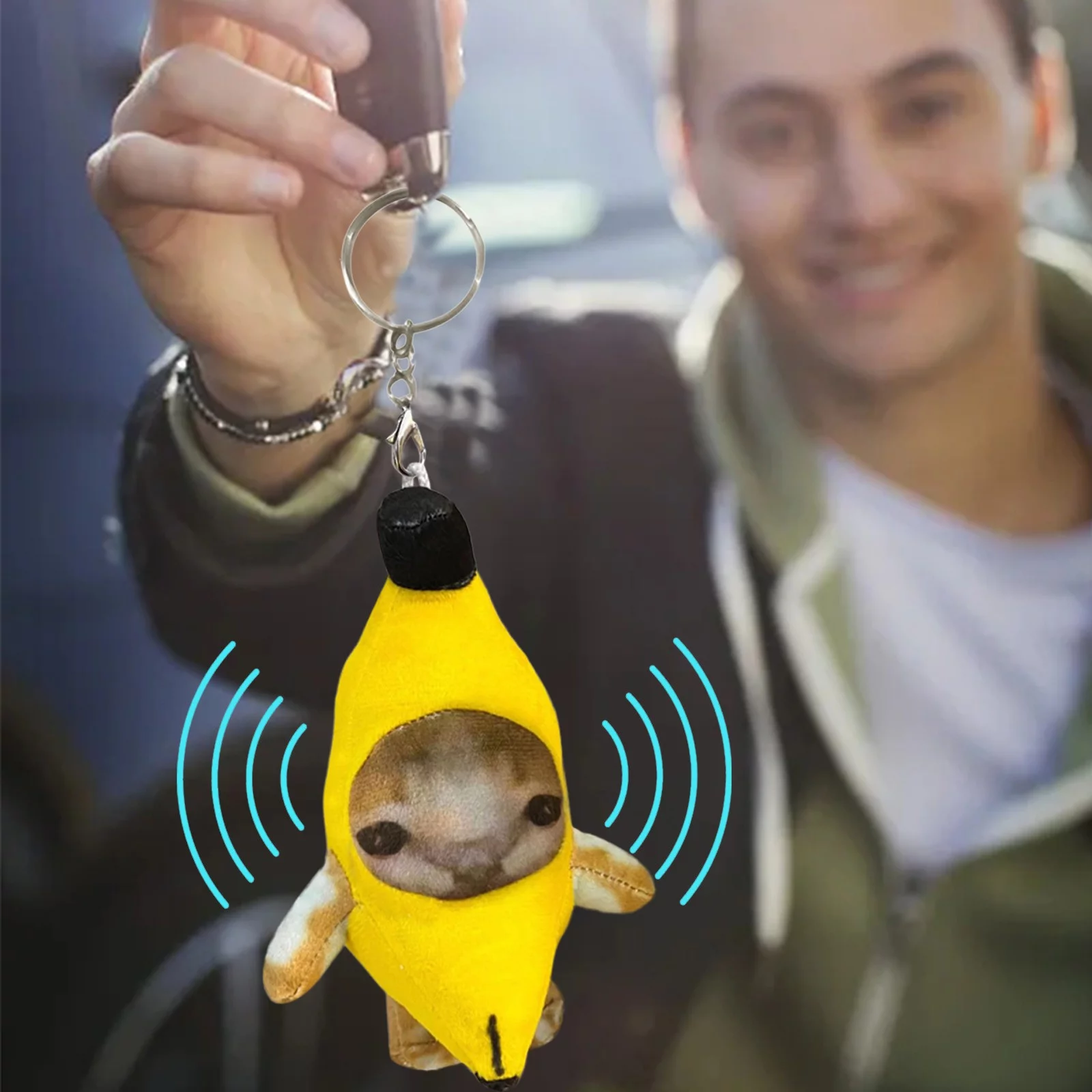 iju7gthy Jewelry Boxes for Women Traveling 4Th of July Crying Banana Cat Plush Pendant Cute Banana Cat Doll Sound Making Banana Cat Crying Cat Keychain Banana Meow Doll Keychain Cute Charm 7.1Inch