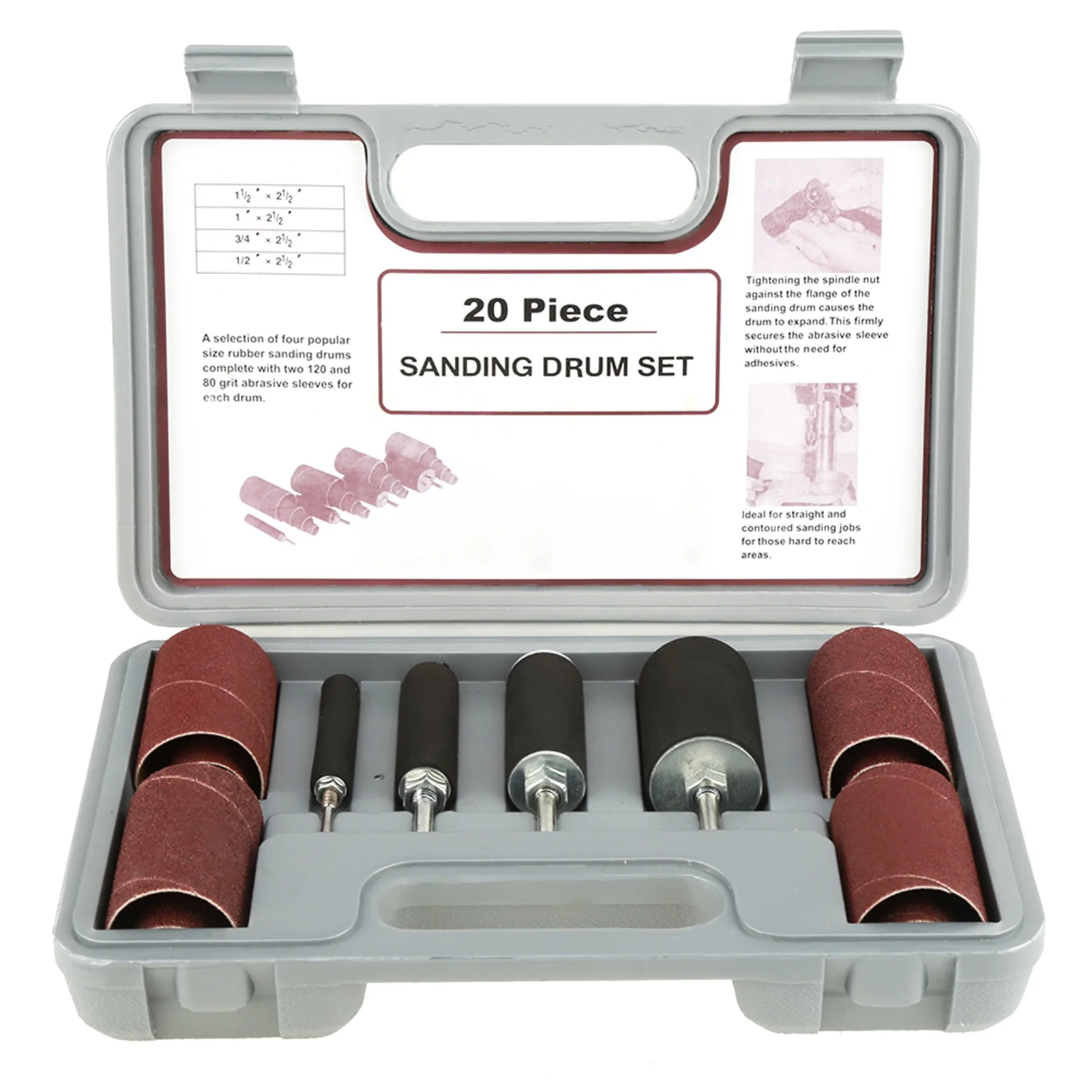 Sanding Drum Set 20pcs Spindle Sanding Drum Sander Tool Kit Set with Case for Drill Press for Home Improvement Hobbies DIY Carpentry Woodworking