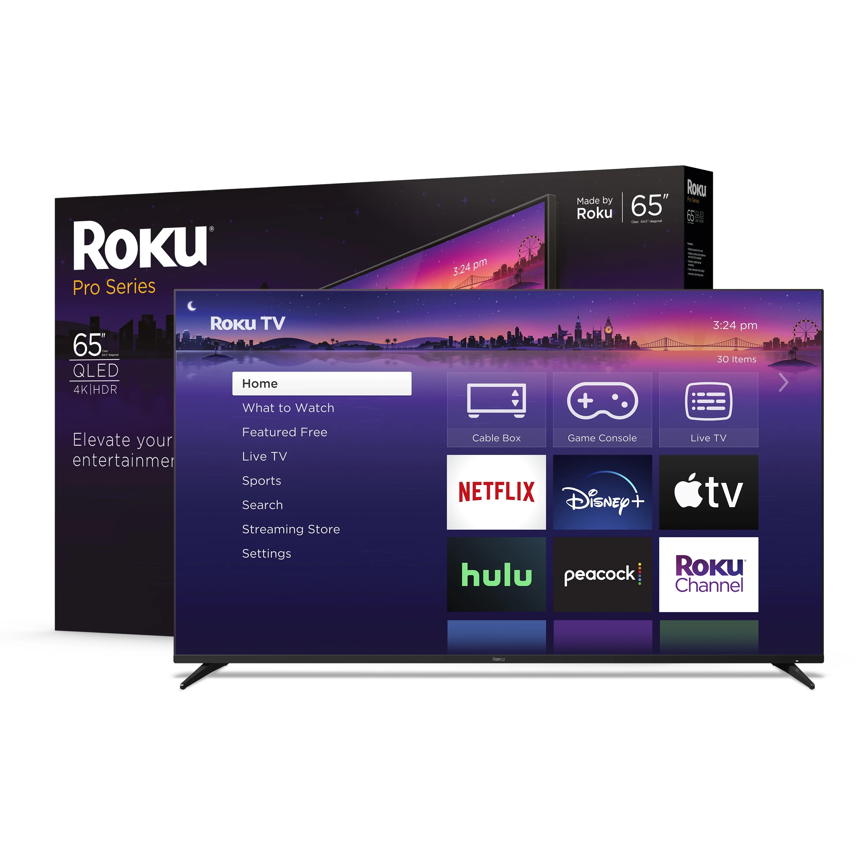 Roku 65-Inch Pro Series 4K QLED Smart Roku TV with Backlit Roku Voice Remote Pro, Dolby Vision IQ, 120Hz Refresh Rate