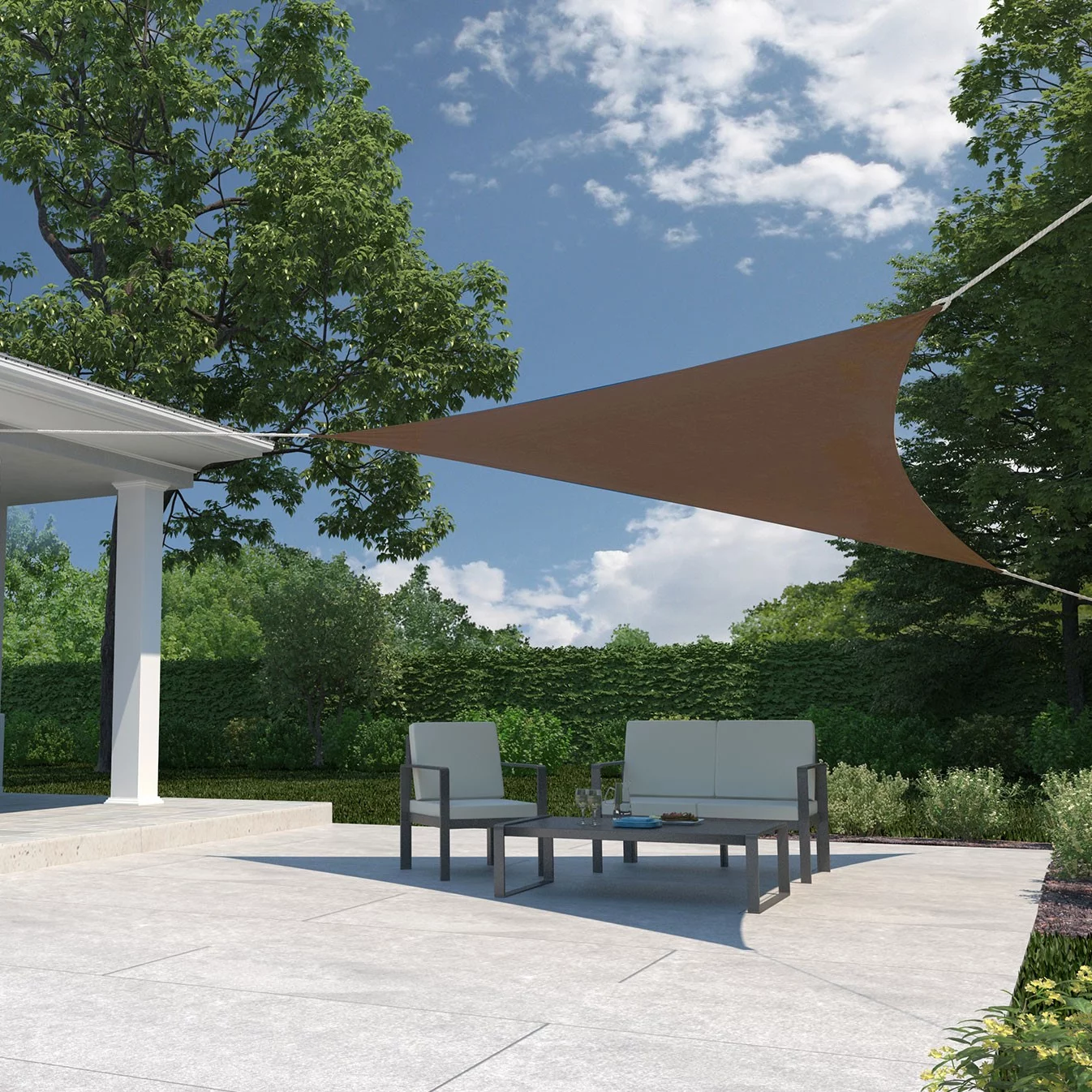 Coolaroo Ready to Hang Outdoor Sun Shade Sail Triangle 90% UV Block Protection for Backyard, Garden, Patio, Playground, 11'10