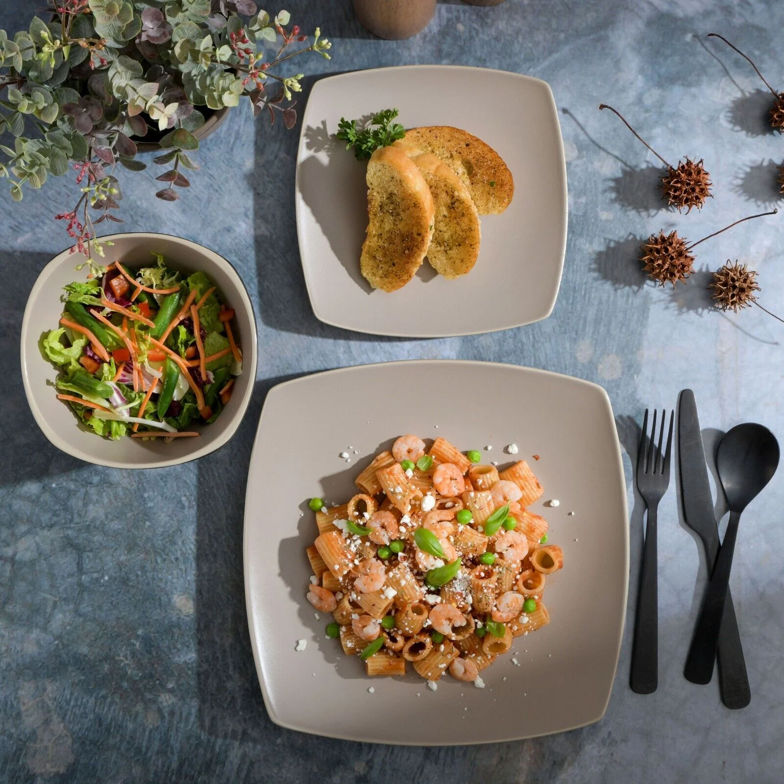 Gibson Soho Lounge Matte 18-Piece Stoneware Dinnerware Set - Taupe