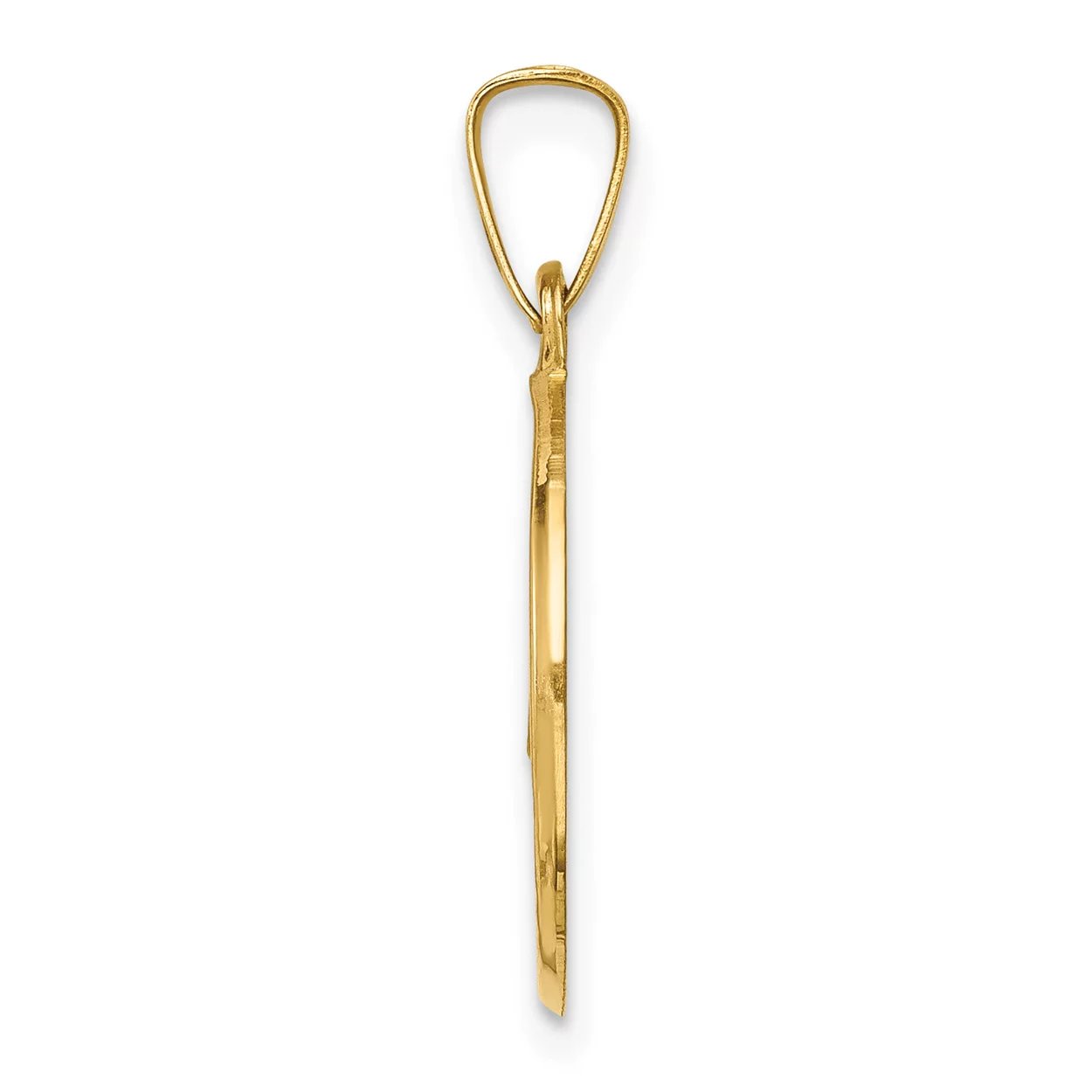 Carat in Karats 14K Yellow Gold Polished And Satin Caridad Del Cobre Medal Hollow Pendant Charm (22mm x 15mm) With 10K Yellow Gold Lightweight Rope Chain Necklace 20''